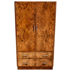 Vintage Superb Art Deco Burl Walnut Tallboy, circa 1930