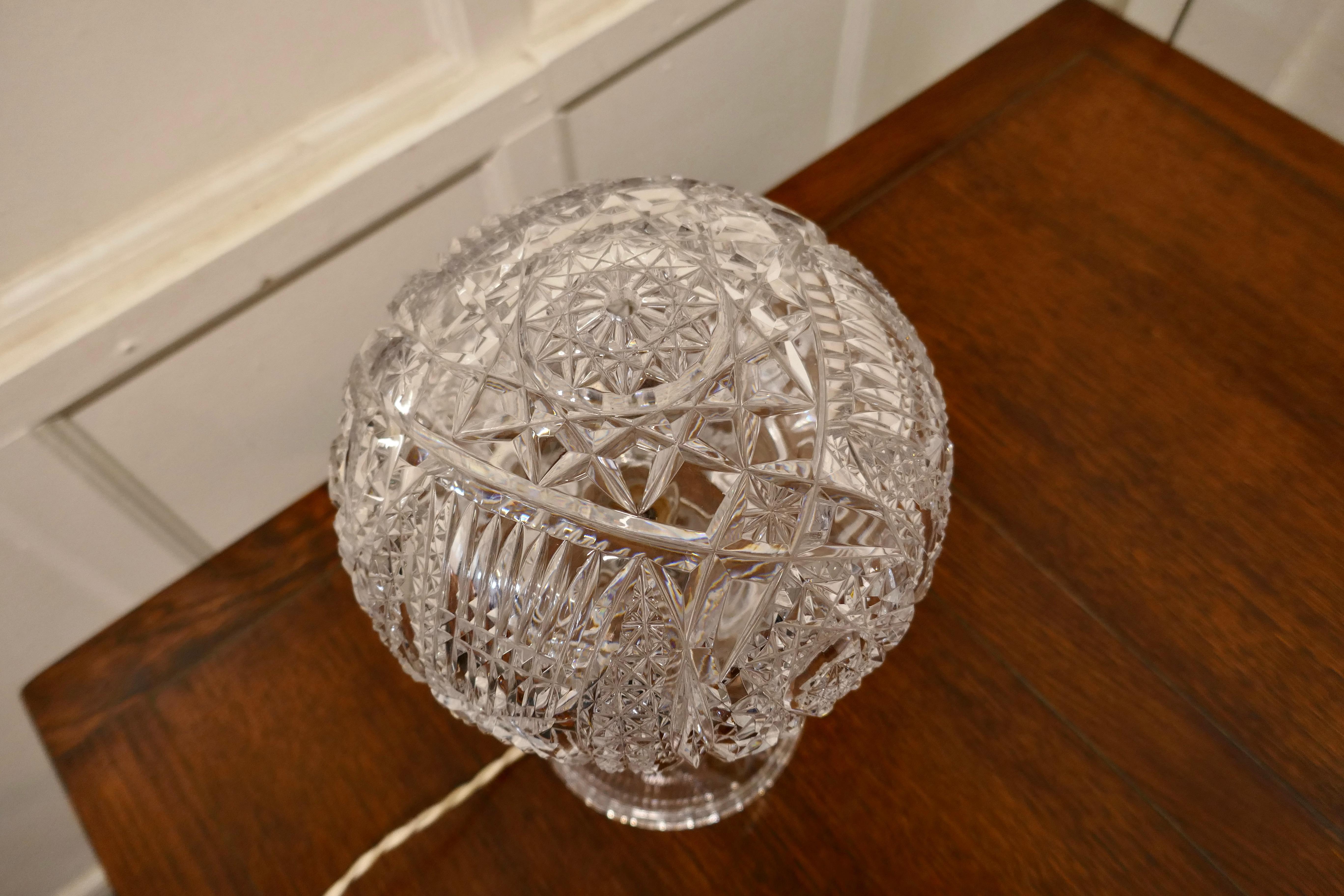 Superb Art Deco Cut Crystal Mushroom Table Lamp 1