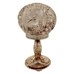 Antique Superb Art Deco Cut Crystal Mushroom Table Lamp
