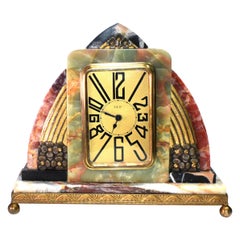 Superbe horloge Art déco française en marbre, années 1930