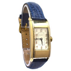 Superb Art Deco Gents Gold Plated Wrist Watch by Elgin Dated 1937
