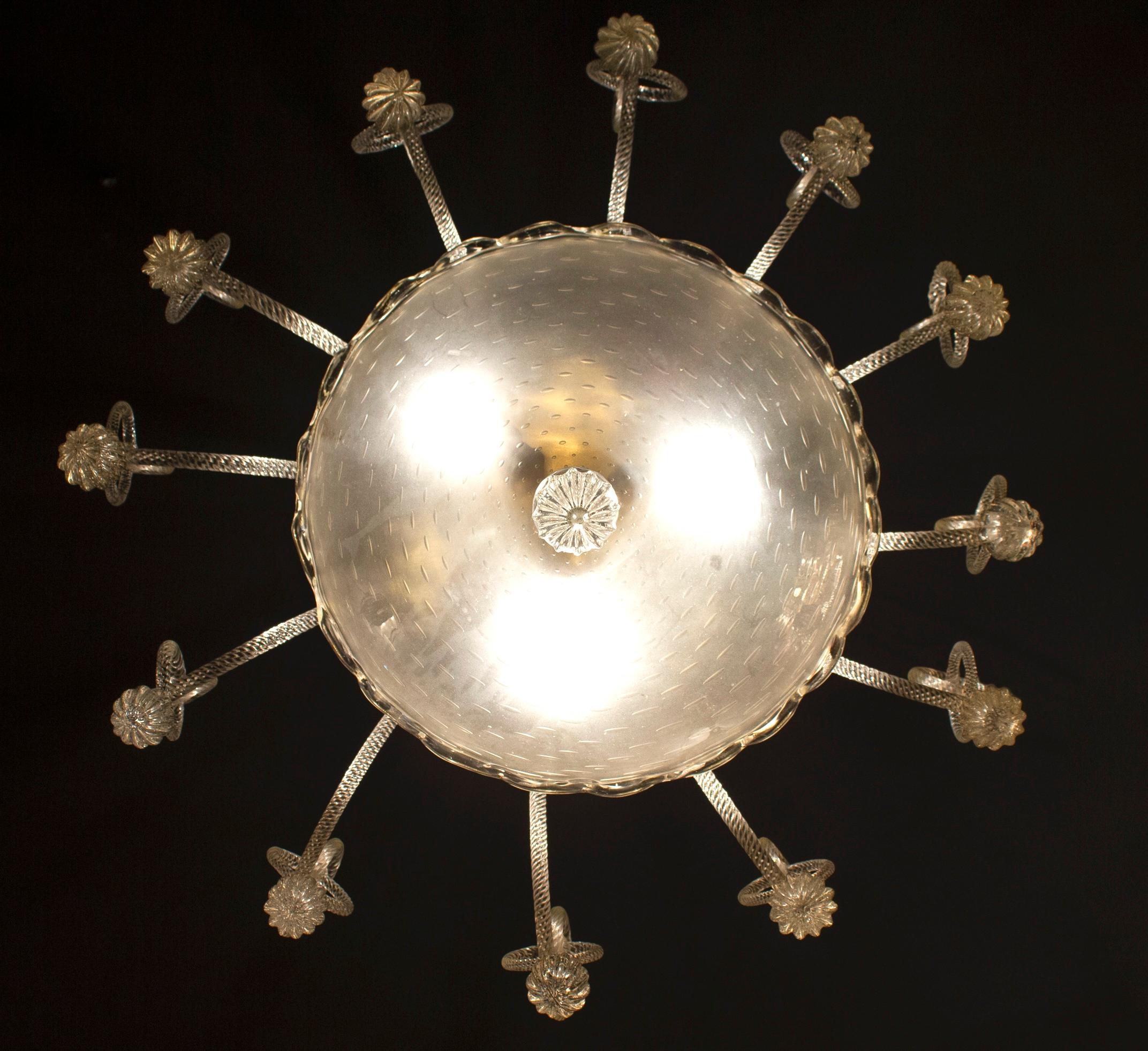 Superb Art Deco Murano Glass Chandelier, 1940 For Sale 3