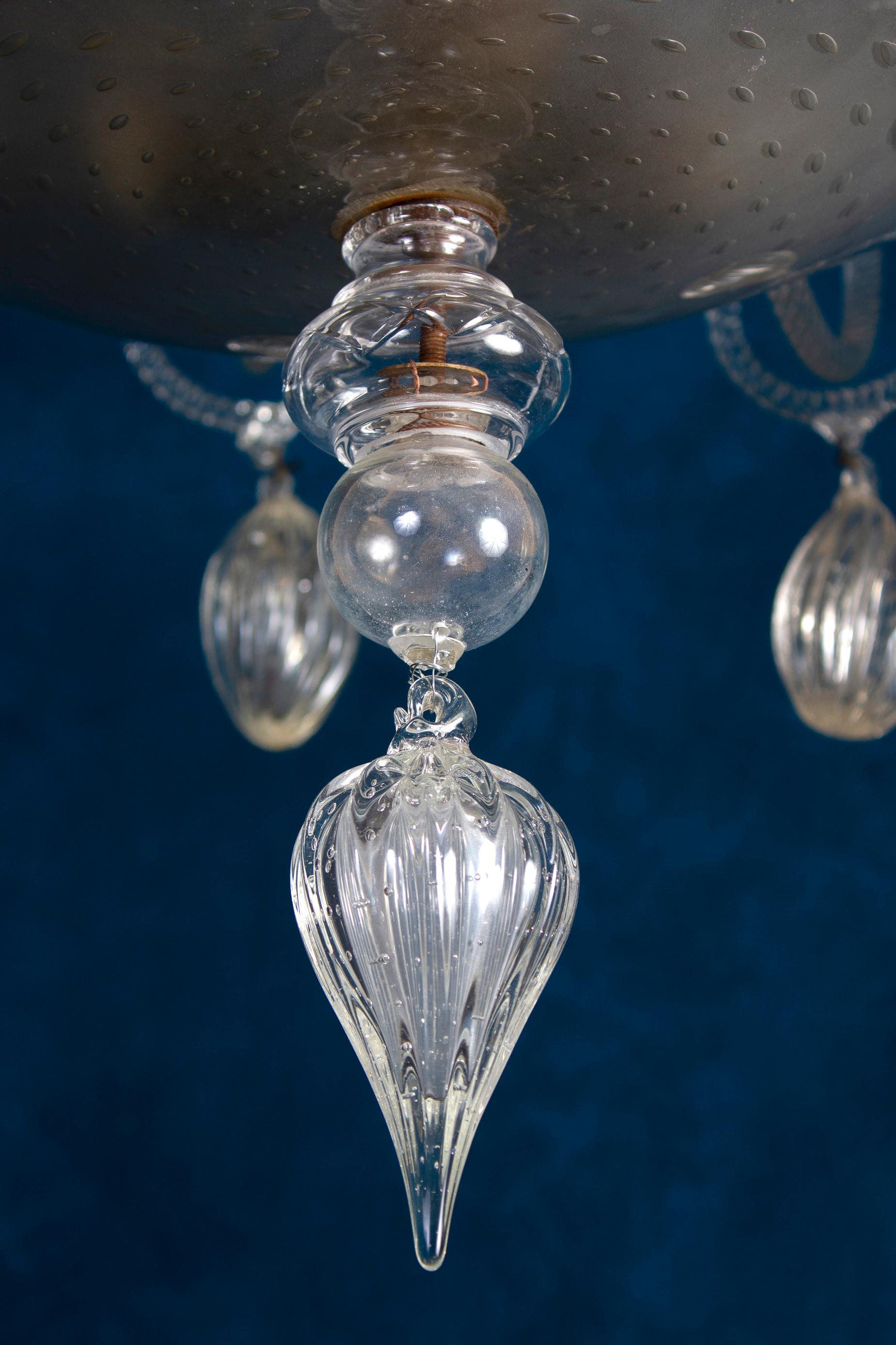 Superb Art Deco Murano Glass Chandelier, 1940 For Sale 6
