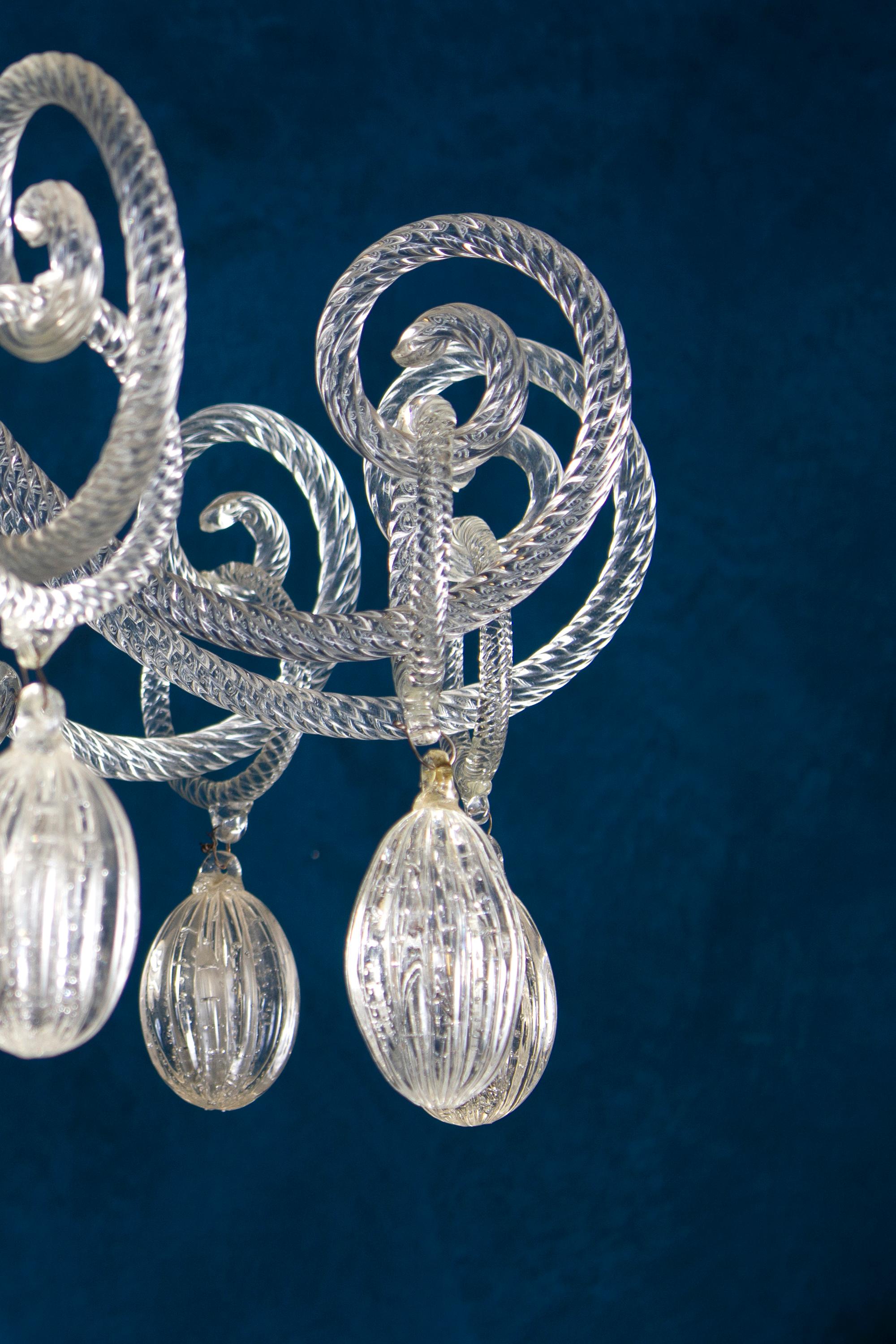 Superb Art Deco Murano Glass Chandelier, 1940 For Sale 2