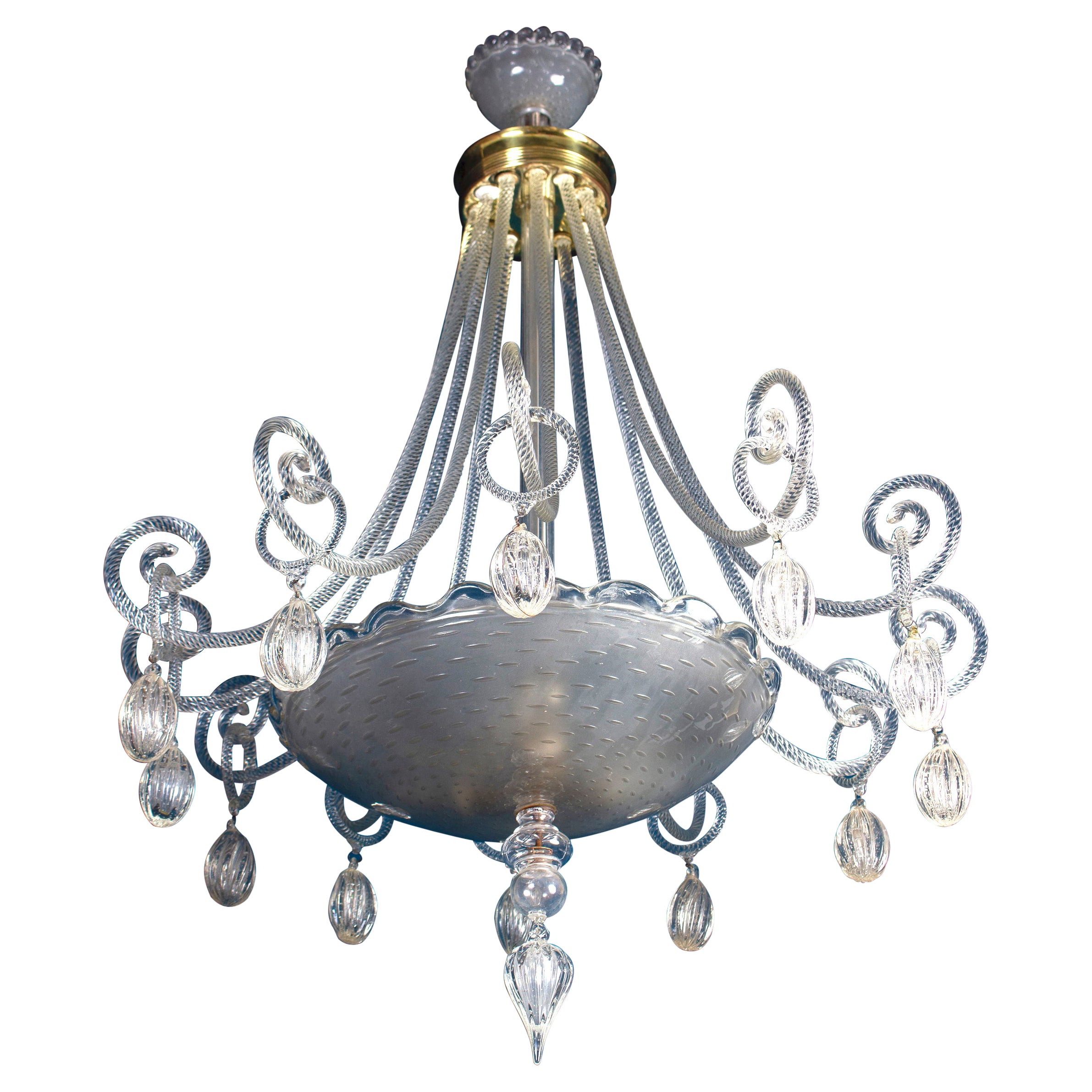 Superb Art Deco Murano Glass Chandelier, 1940