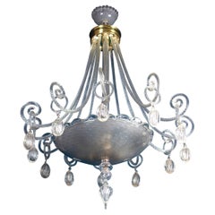 Superb Art Deco Murano Glass Chandelier, 1940