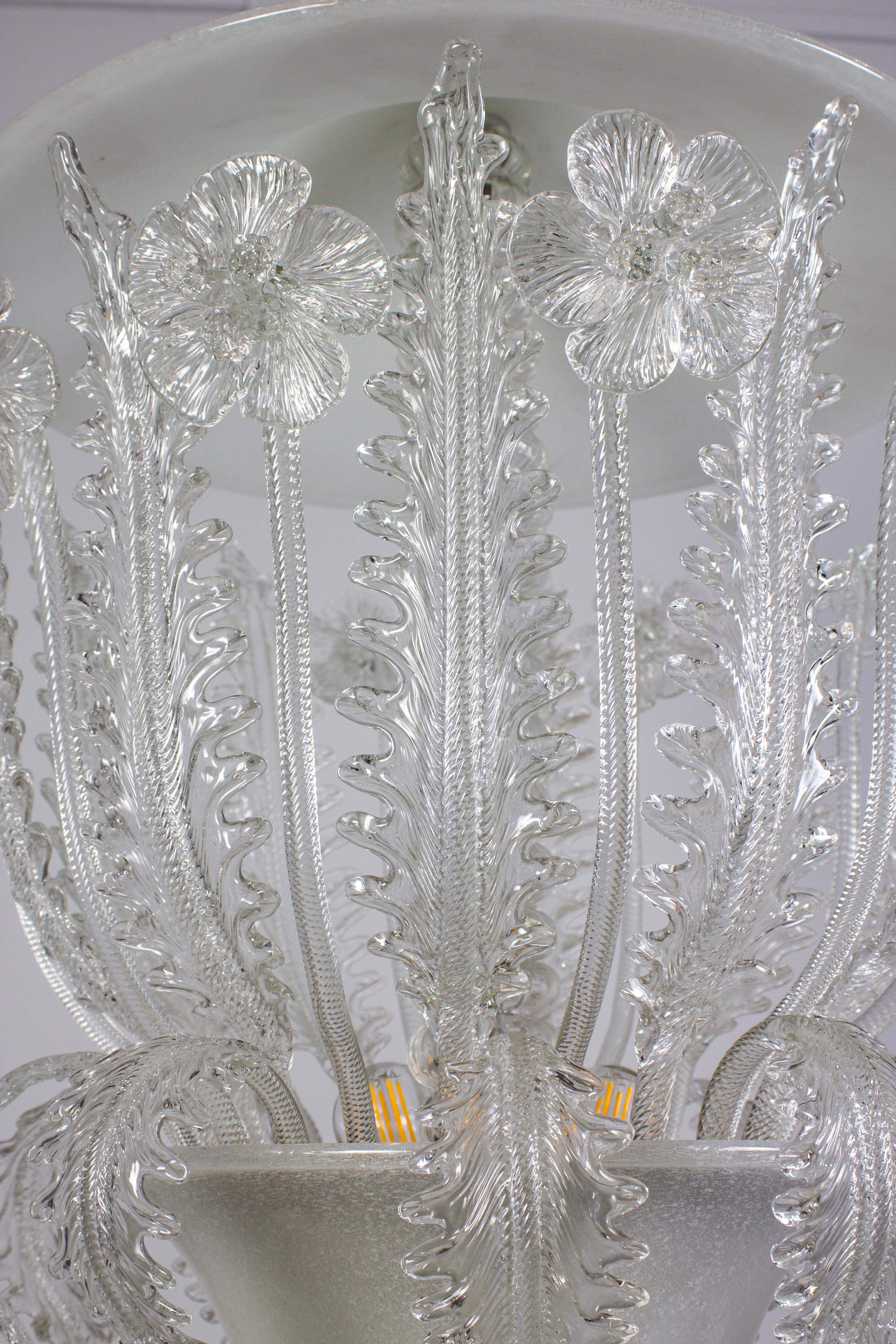 Superb Art Deco Murano Glass Chandelier by Ercole Barovier, 1930s For Sale 7
