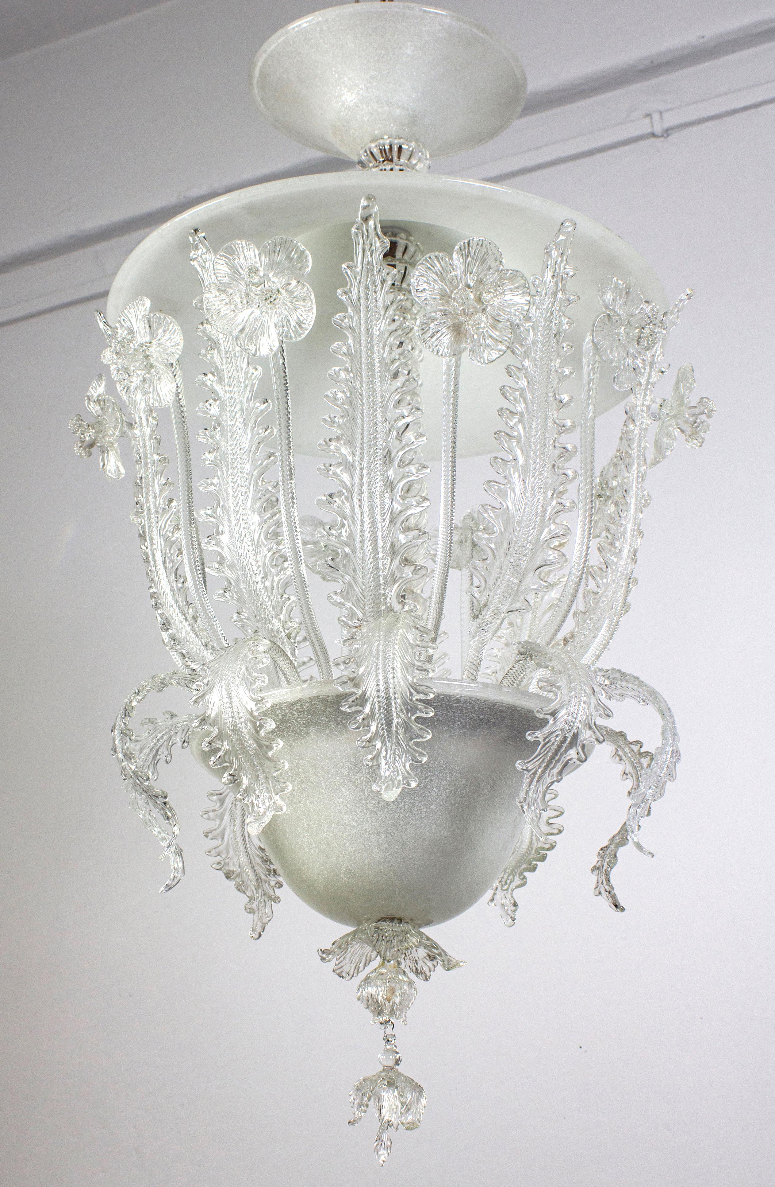 Italian Superb Art Deco Murano Glass Chandelier by Ercole Barovier, 1930s For Sale