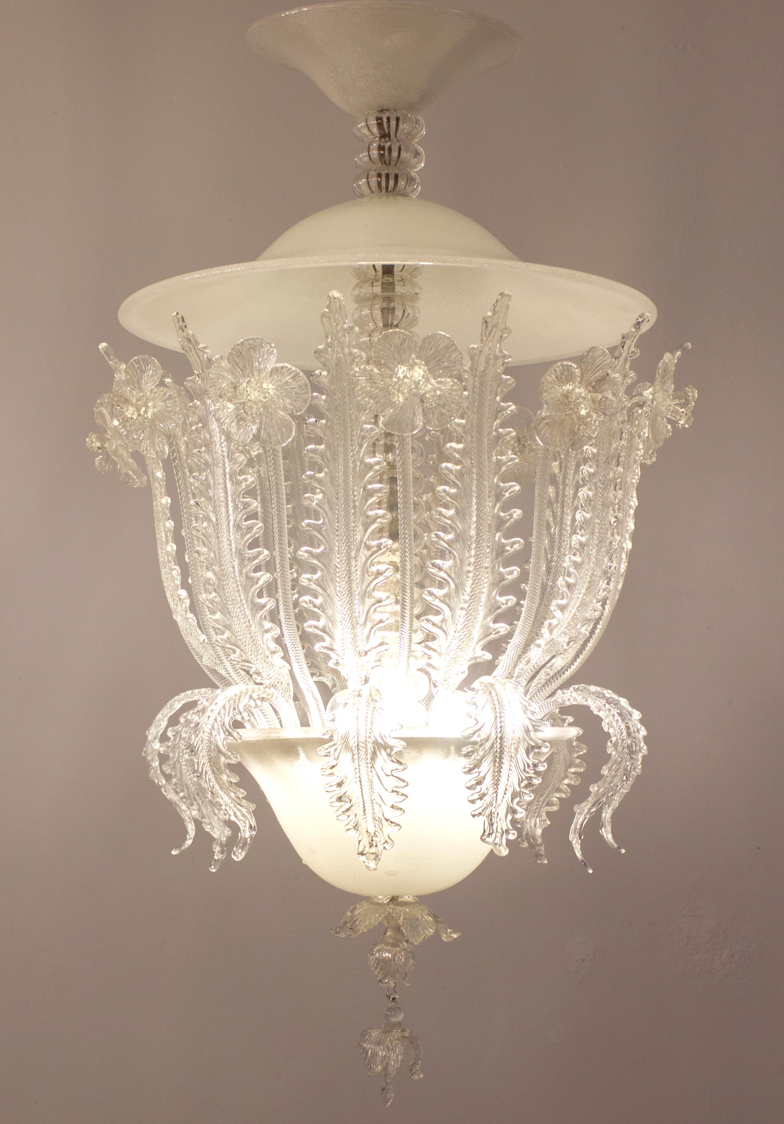 20th Century Superb Art Deco Murano Glass Chandelier by Ercole Barovier, 1930s For Sale