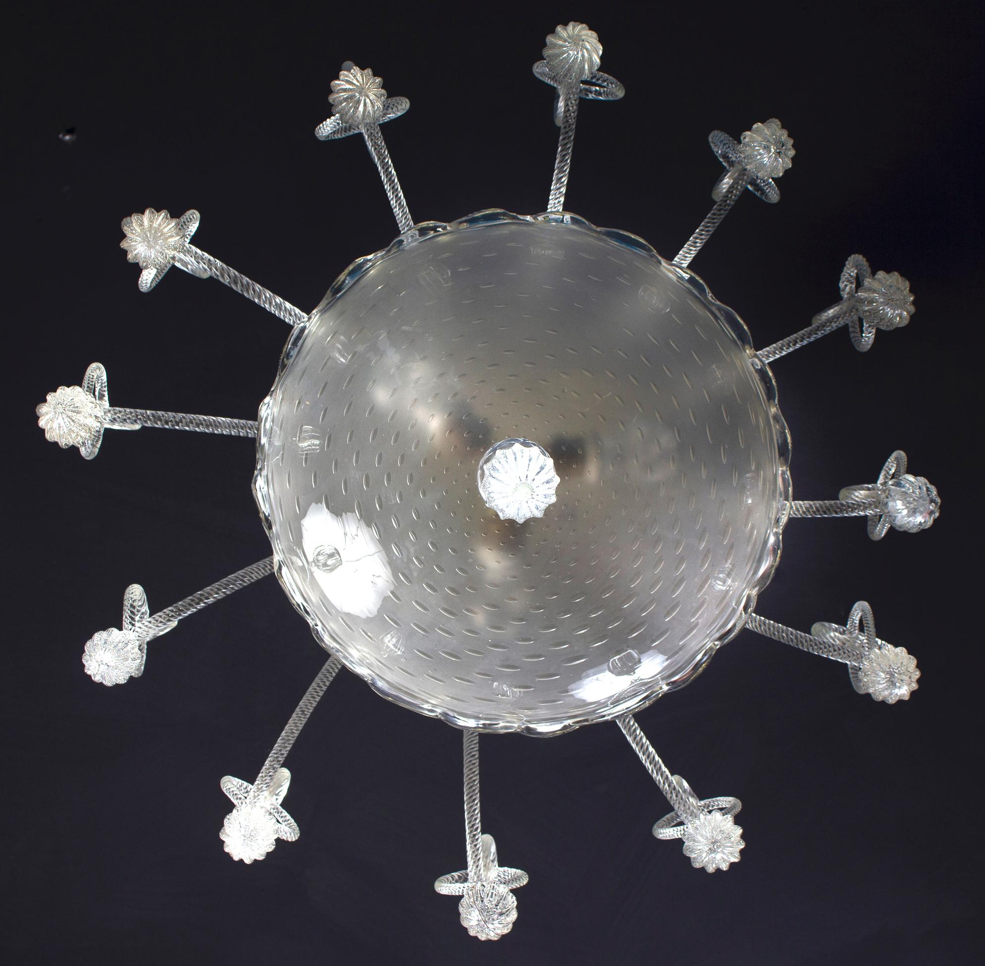 Superb Art Deco Murano Glass Chandelier, 1940 In Good Condition For Sale In Rome, IT