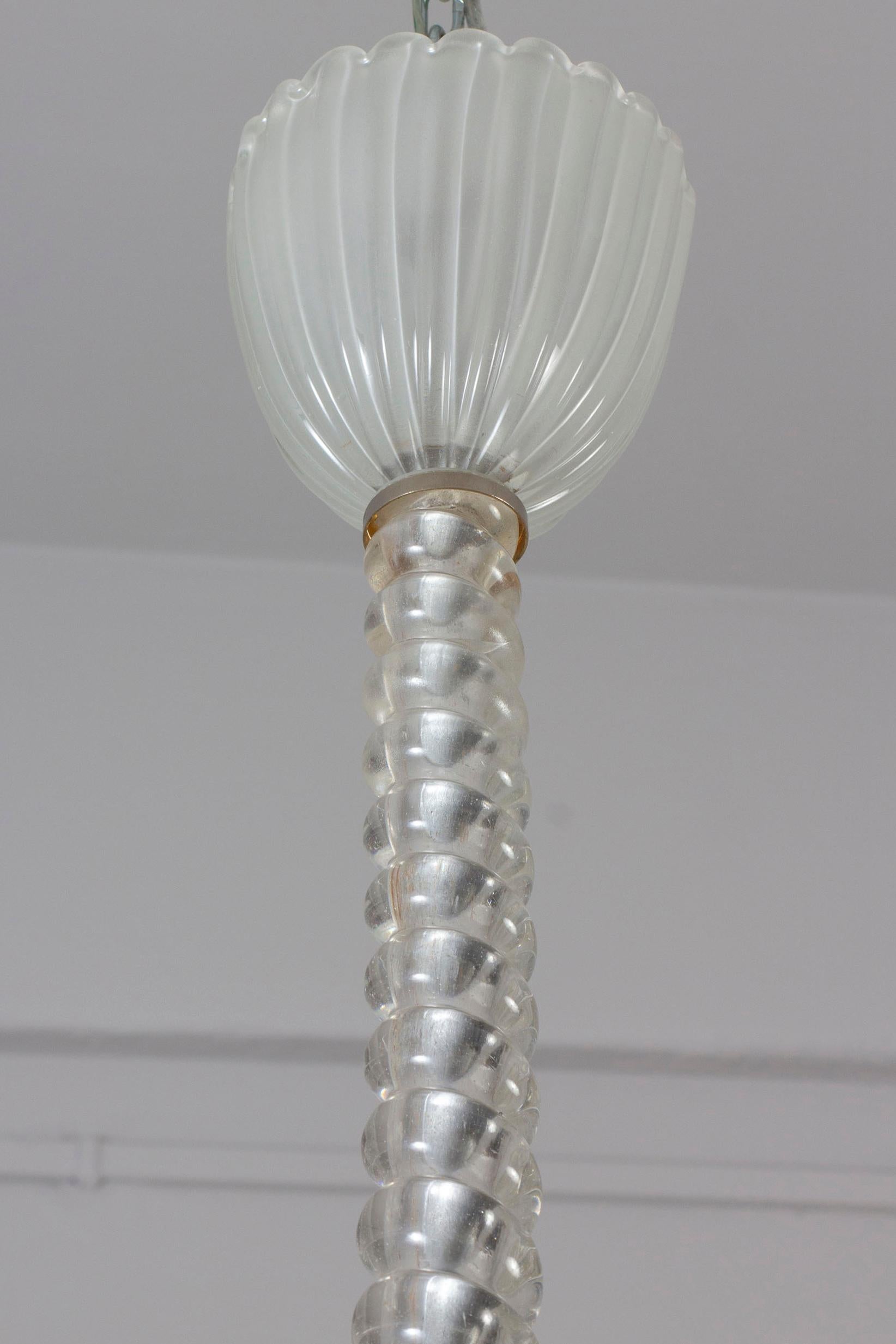 Superb Art Deco Ninfea Murano Glass Chandelier by Barovier Italy, 1940 For Sale 4