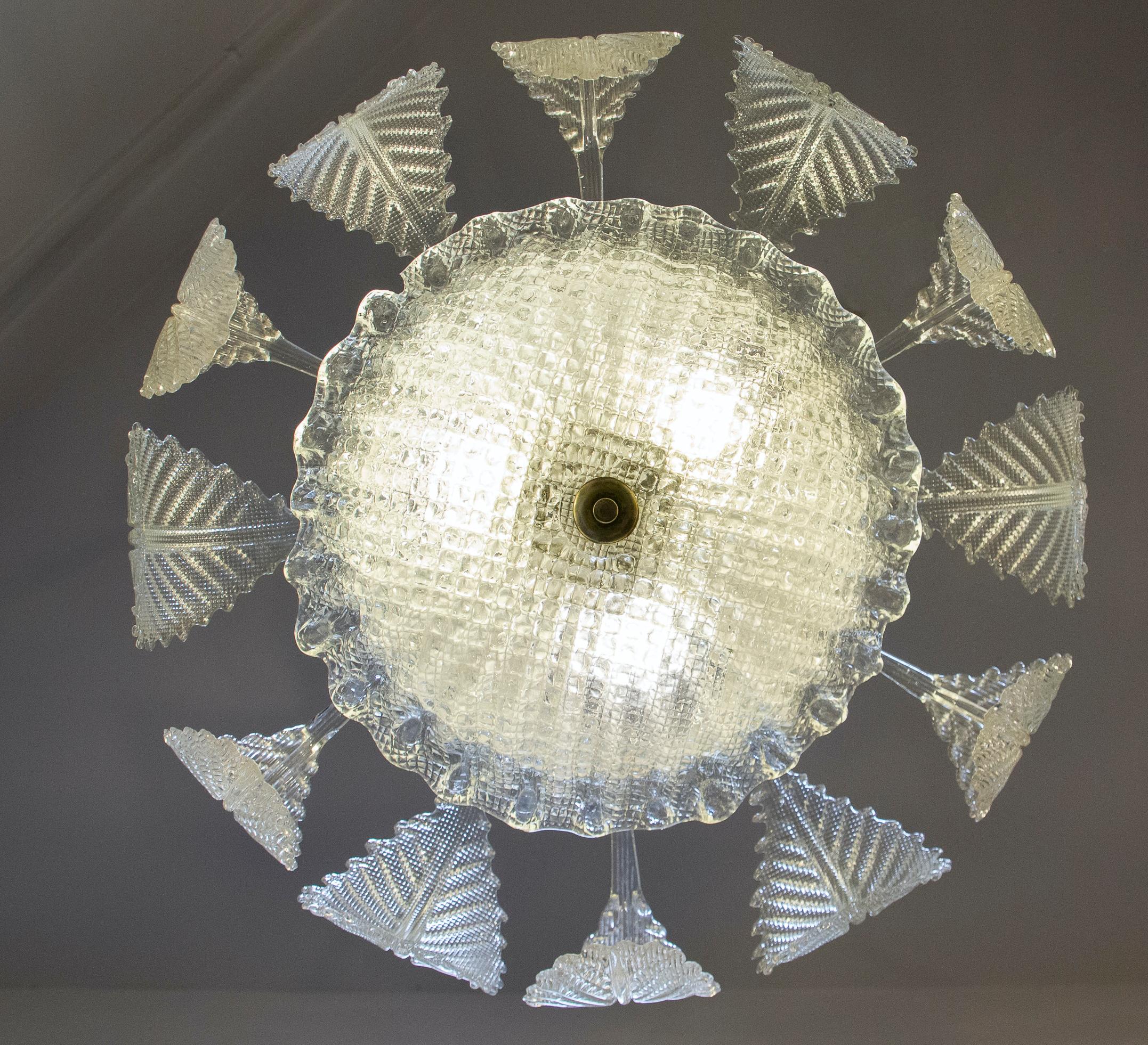 Magnífica araña Art Decó Ninfea de cristal de Murano de Barovier Italia, 1940 en venta 4