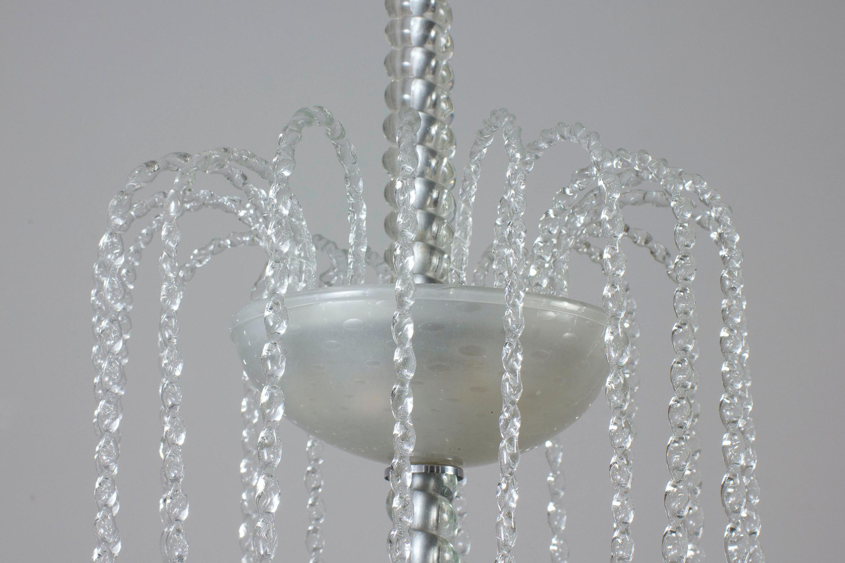 Superb Art Deco Ninfea Murano Glass Chandelier by Barovier Italy, 1940 For Sale 5