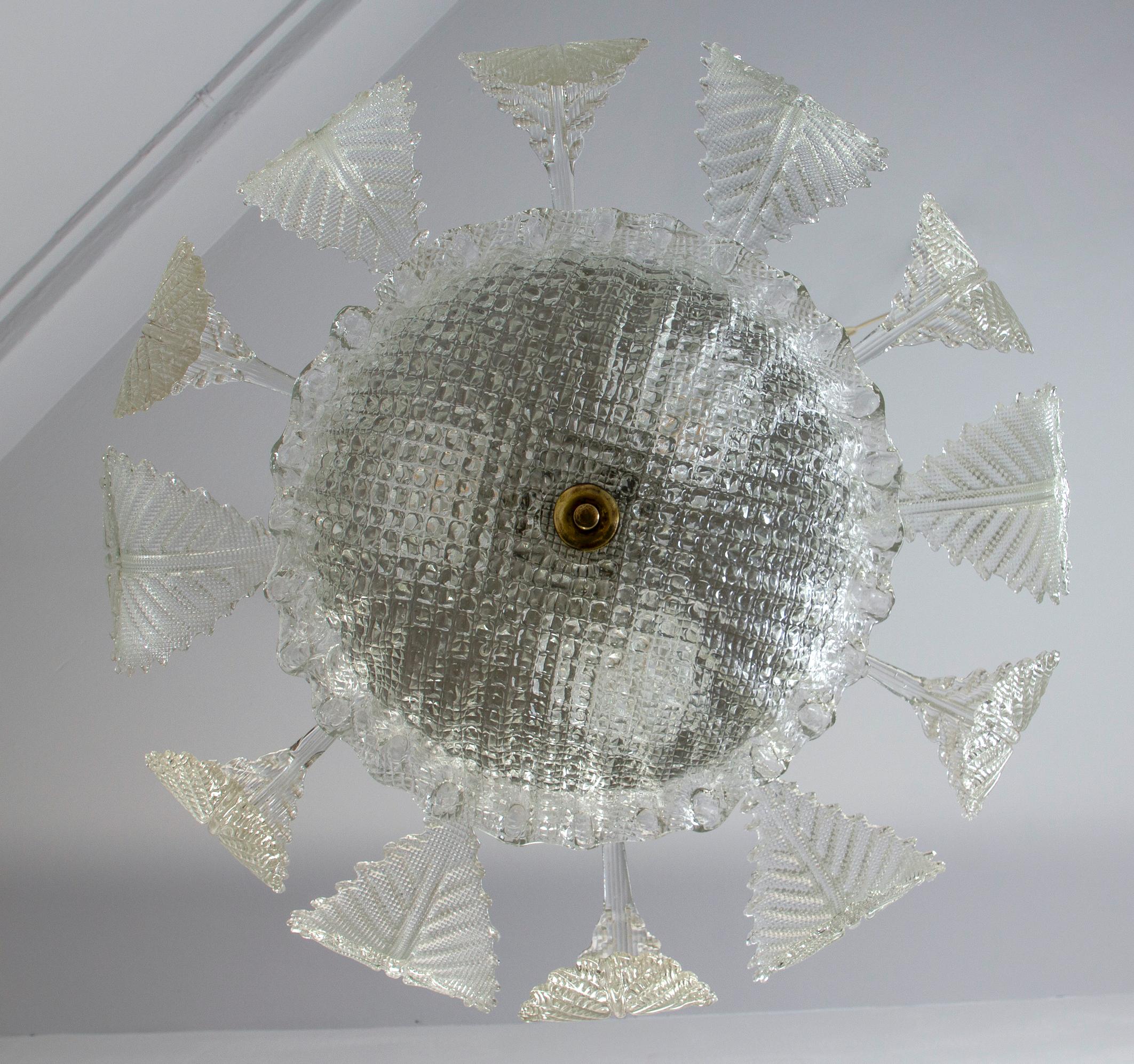 Magnífica araña Art Decó Ninfea de cristal de Murano de Barovier Italia, 1940 en venta 5
