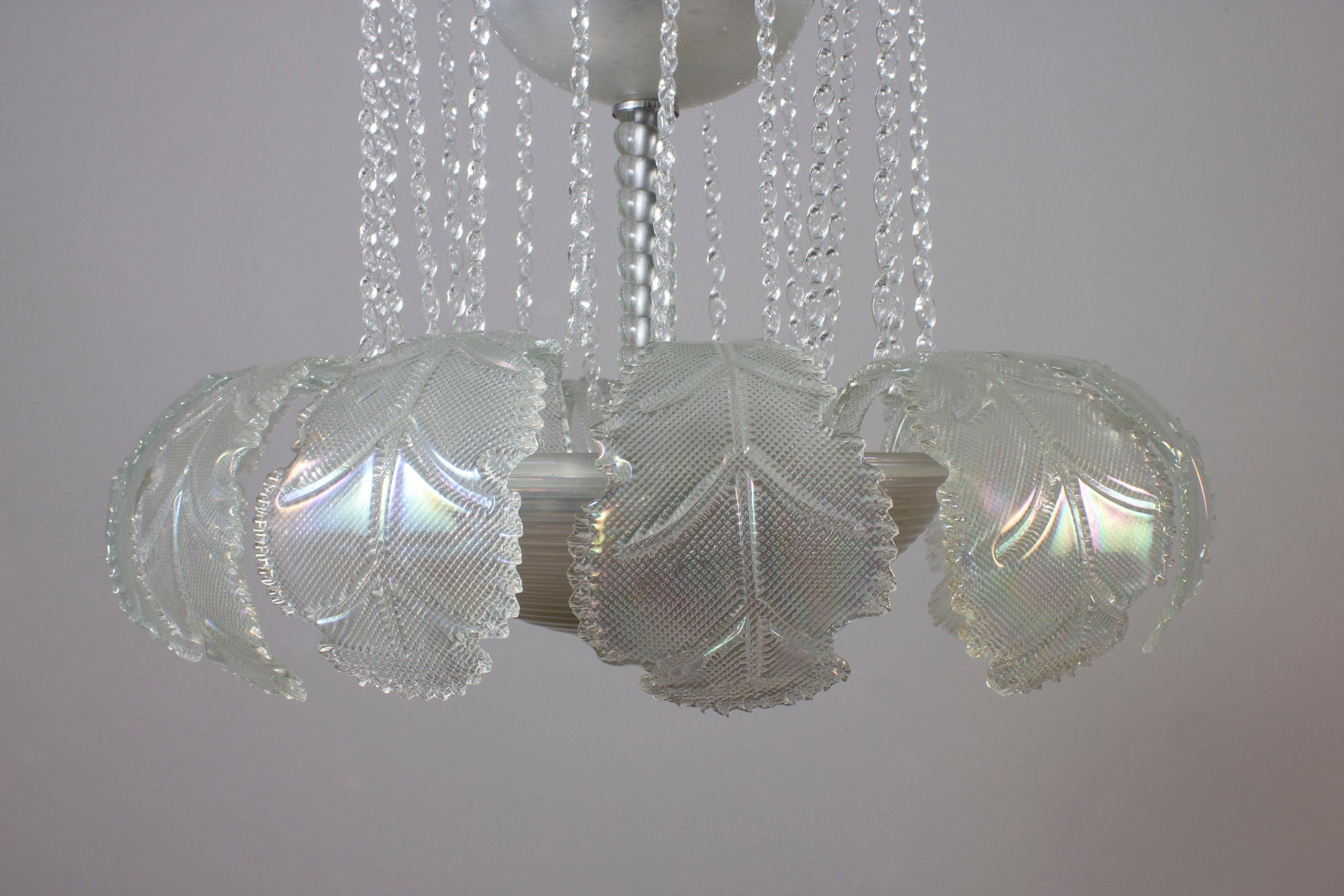Superb Art Deco Ninfea Murano Glass Chandelier by Barovier Italy, 1940 For Sale 6