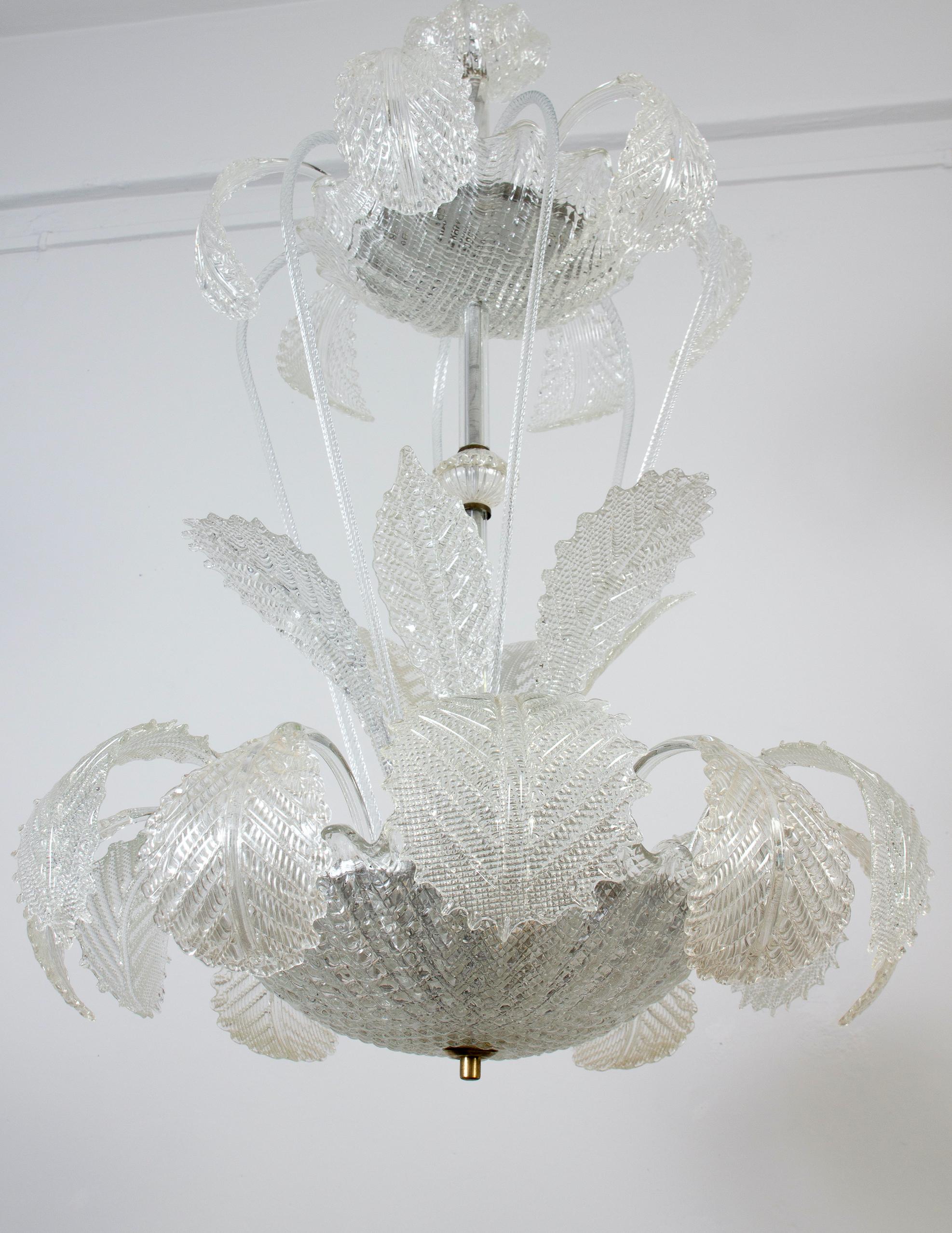 Magnífica araña Art Decó Ninfea de cristal de Murano de Barovier Italia, 1940 en venta 6