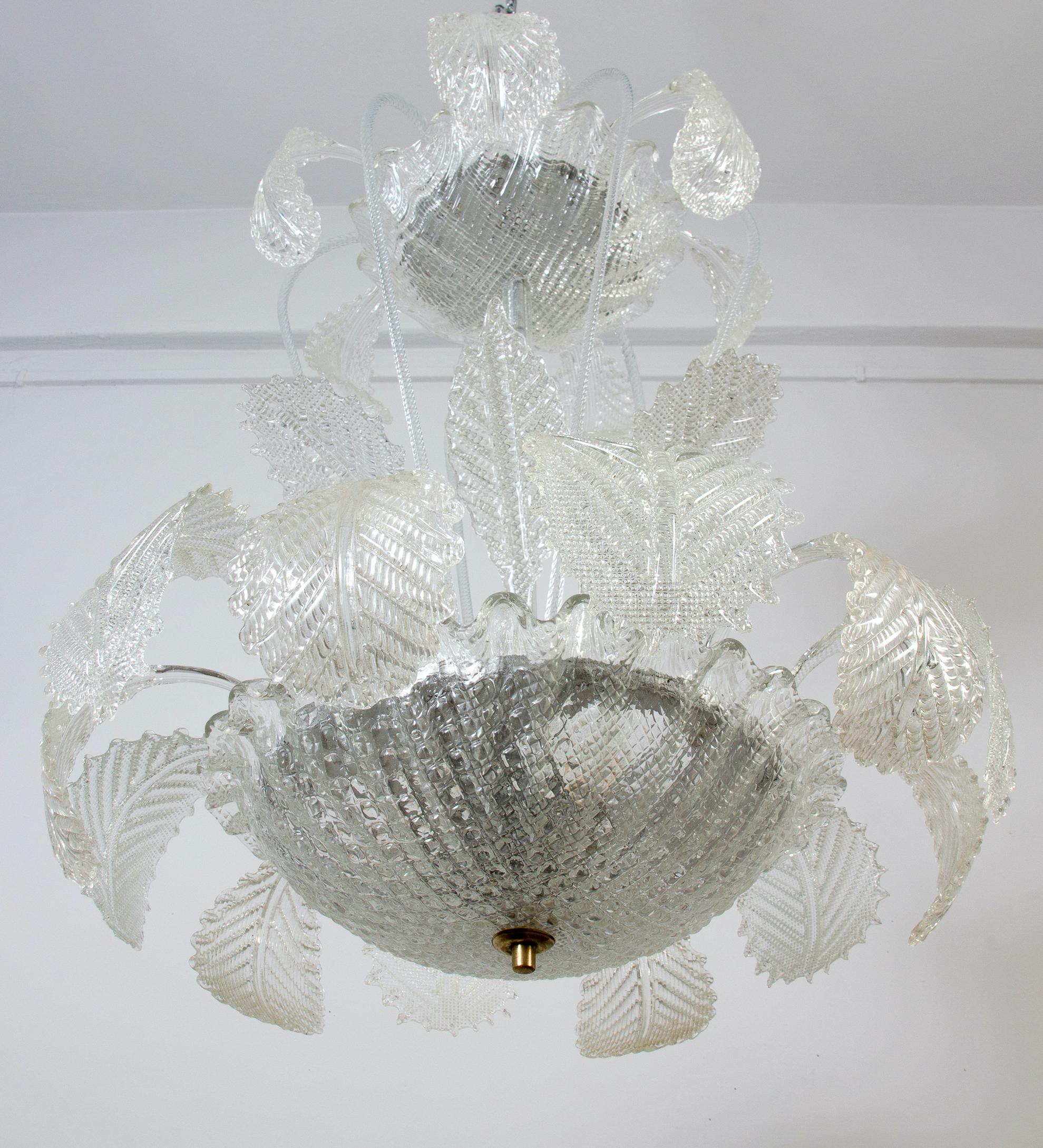 Magnífica araña Art Decó Ninfea de cristal de Murano de Barovier Italia, 1940 en venta 7