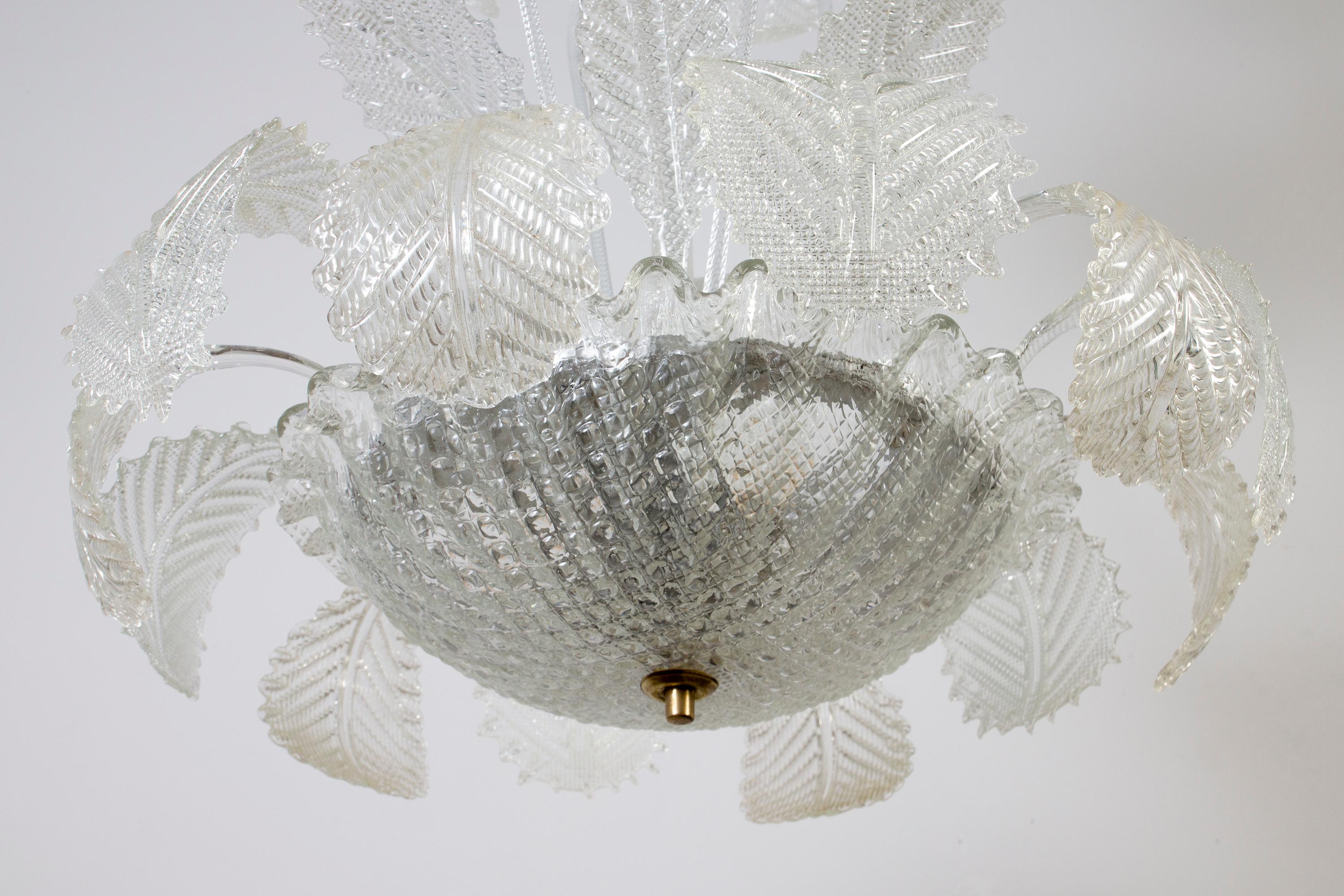 Magnífica araña Art Decó Ninfea de cristal de Murano de Barovier Italia, 1940 en venta 8
