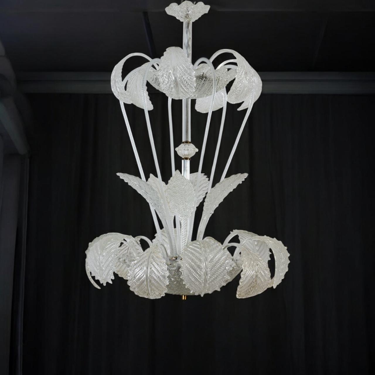 Magnífica araña Art Decó Ninfea de cristal de Murano de Barovier Italia, 1940 Italiano en venta
