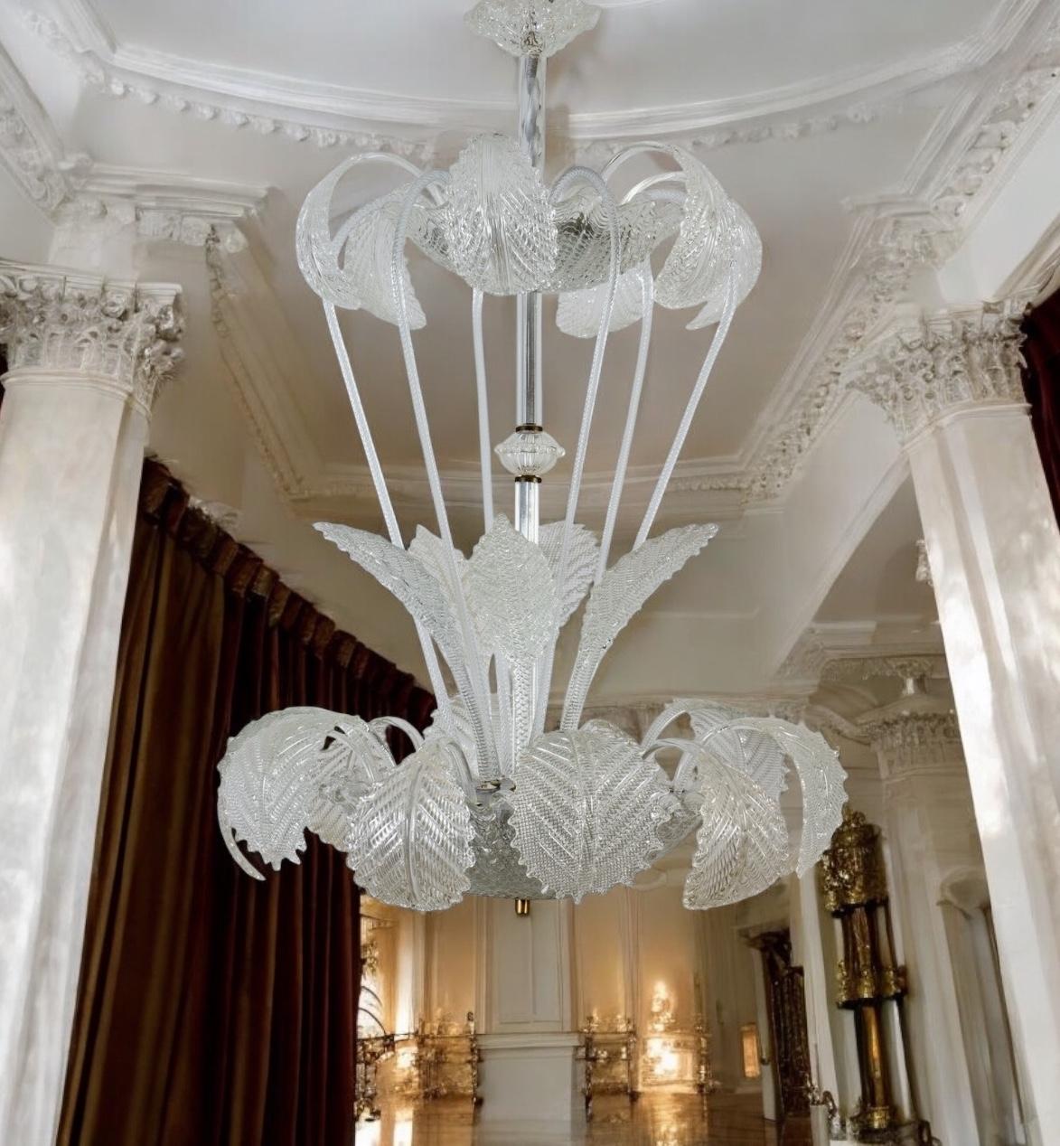 Magnífica araña Art Decó Ninfea de cristal de Murano de Barovier Italia, 1940 mediados del siglo XX en venta