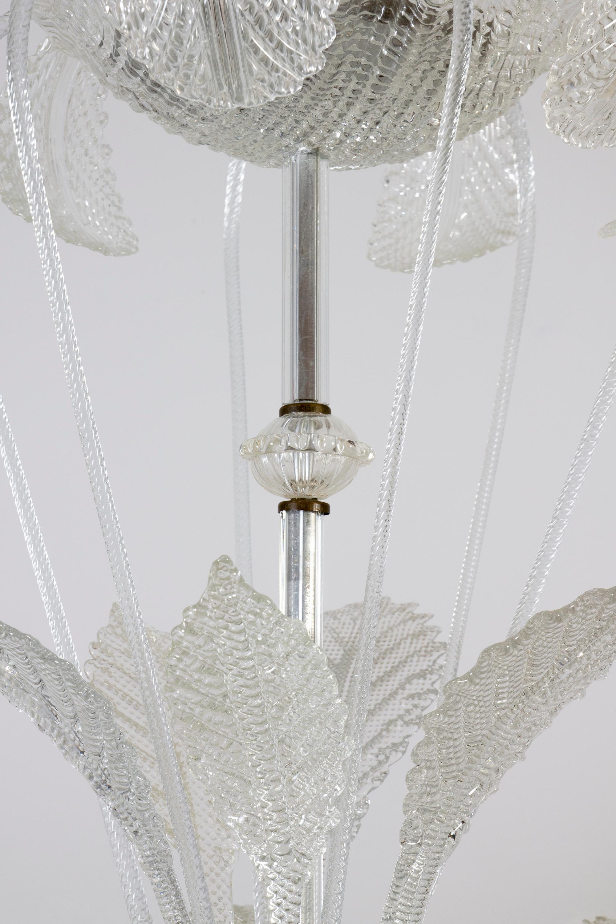 Magnífica araña Art Decó Ninfea de cristal de Murano de Barovier Italia, 1940 en venta 1