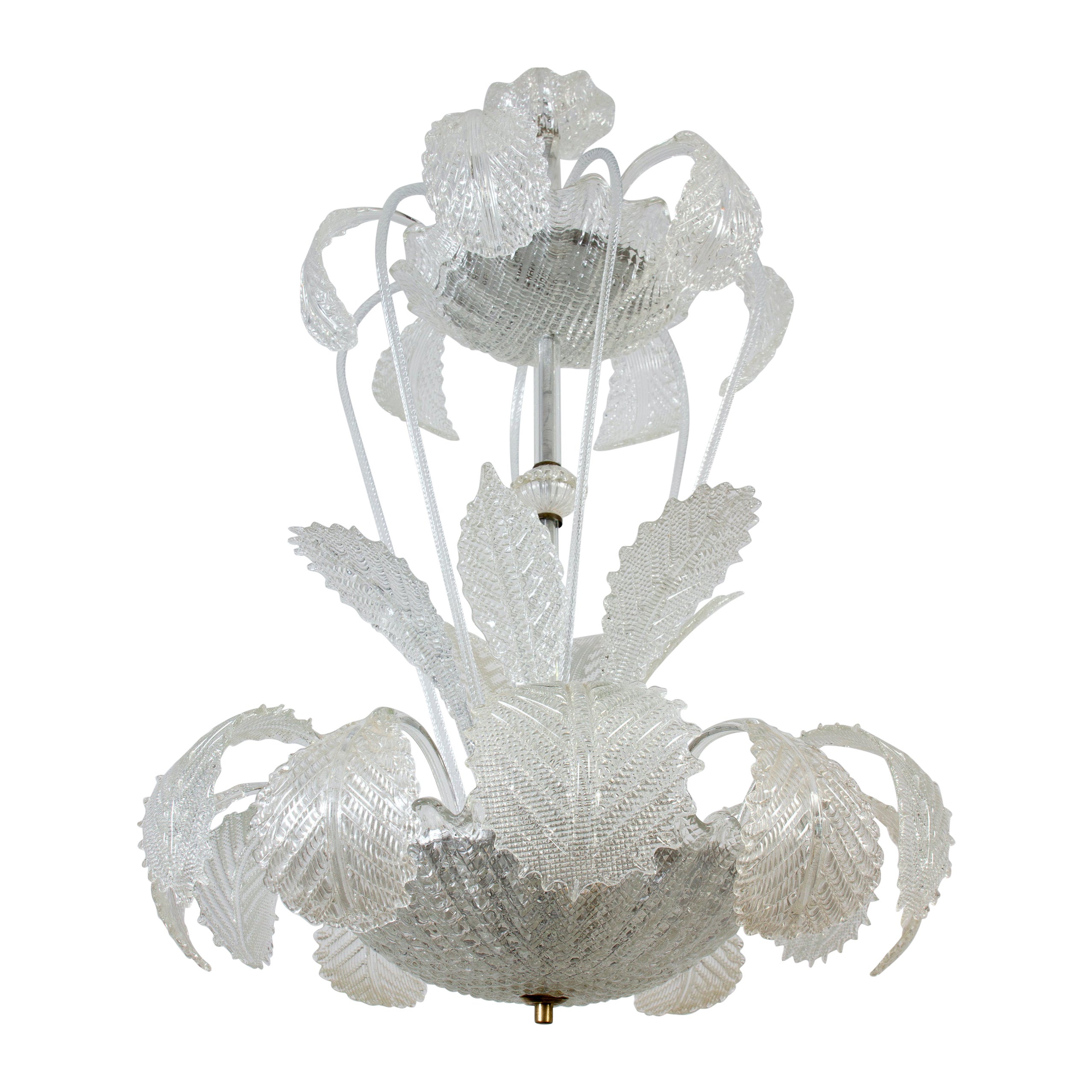 Superbo lampadario Art Deco Ninfea in vetro di Murano di Barovier Italia, 1940