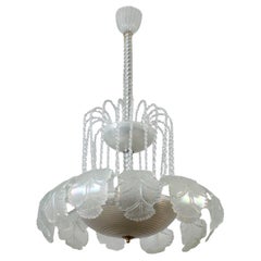Magnífica araña Art Decó Ninfea de cristal de Murano de Barovier Italia, 1940