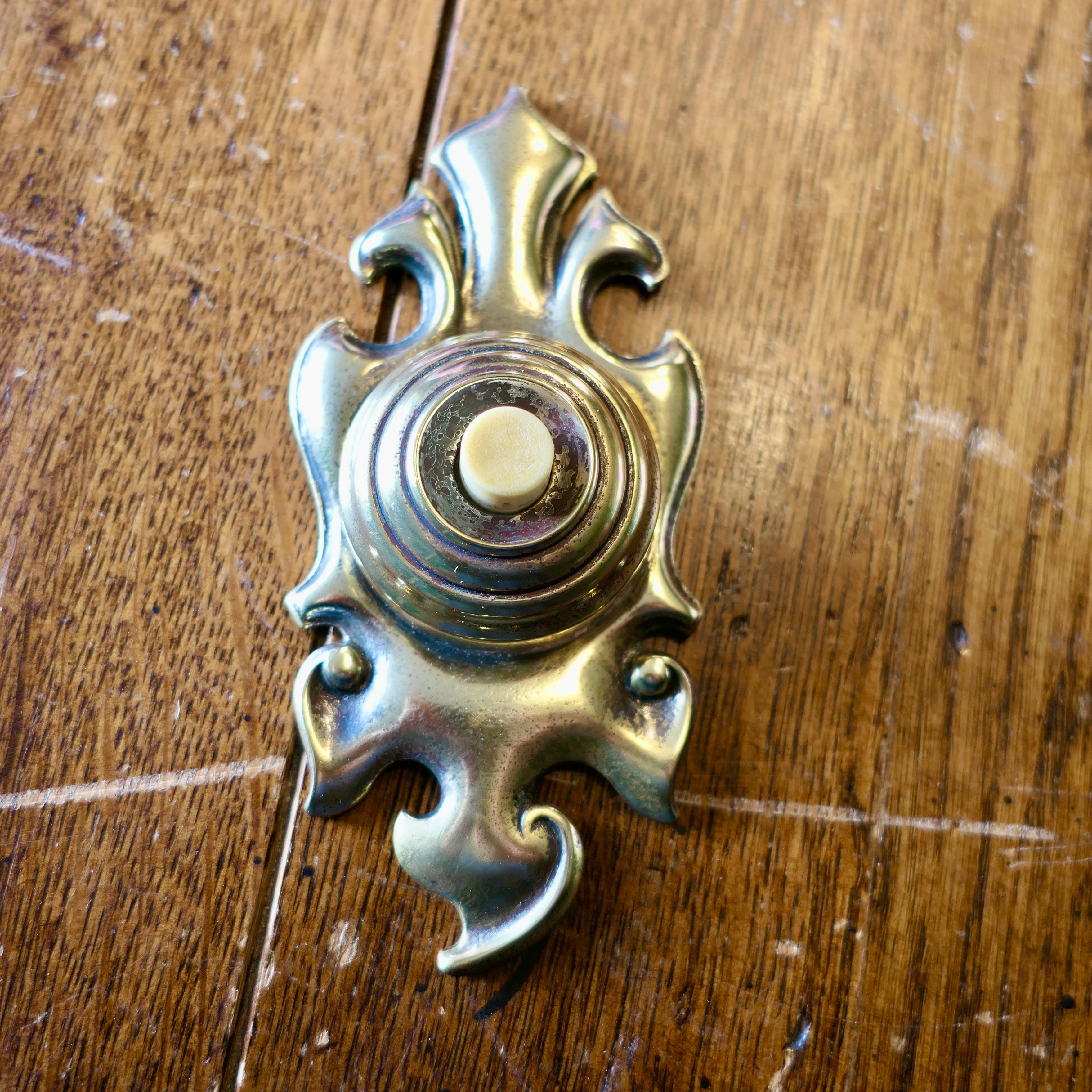 19th Century Superb Art Nouveau Brass Bell Push For Sale