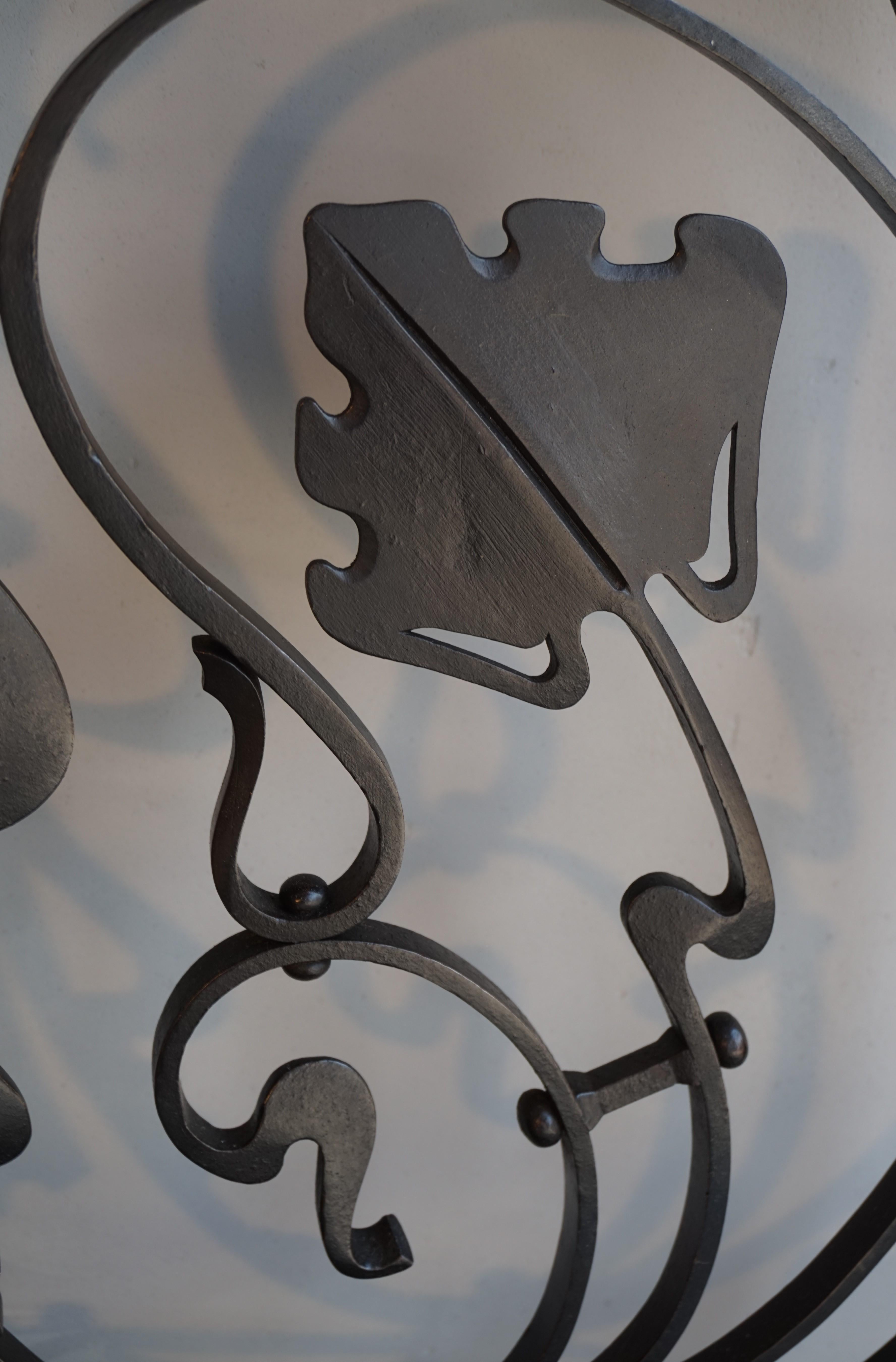 Superb Arts & Crafts Hand Forged Wrought Iron Hall Coat Rack and Umbrella Stand For Sale 8