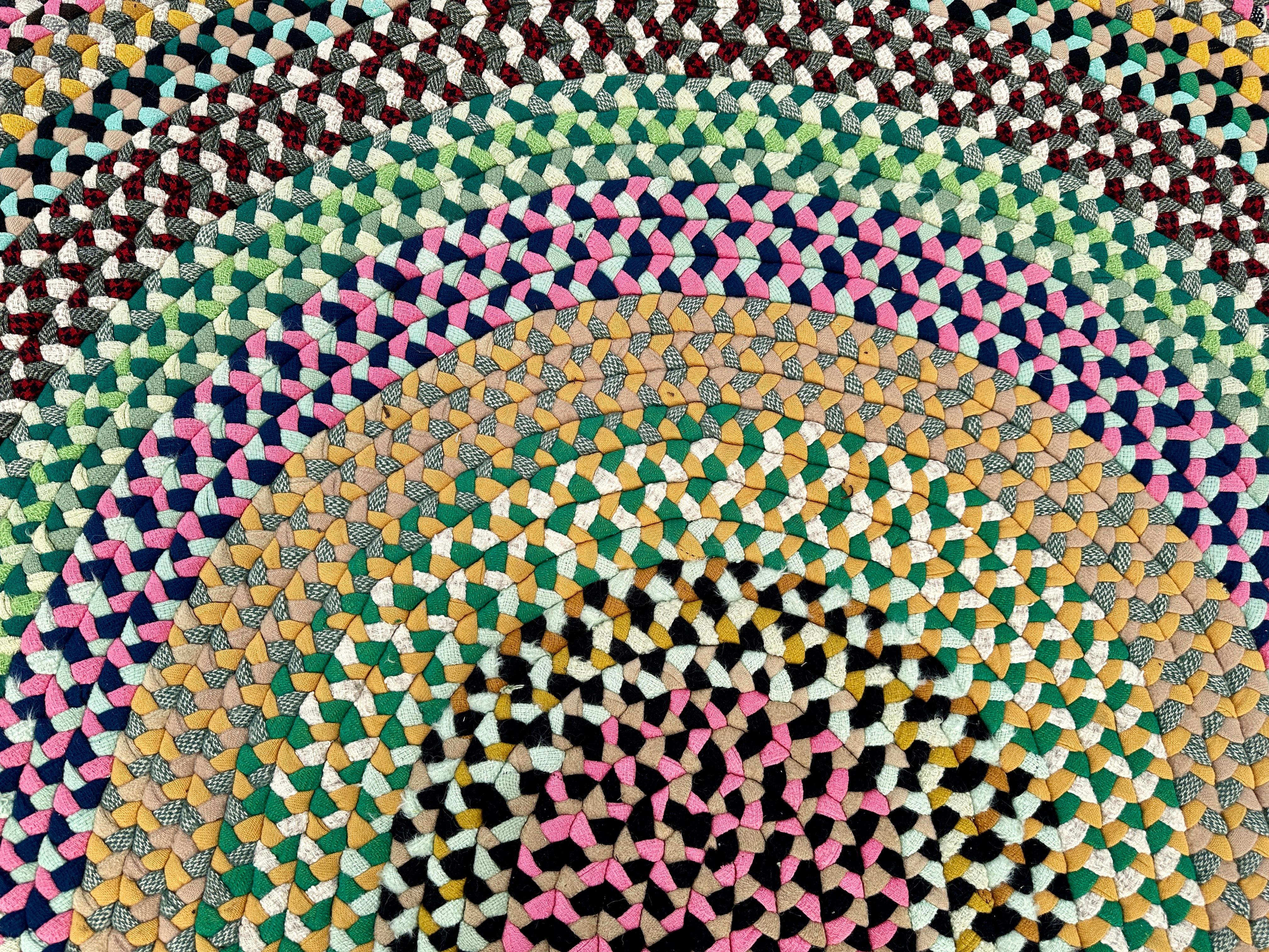 SUPERB  Tappeto a trecce di arte popolare americana - RR5142    VENDITA    UNO  MEZZA VENDITA in vendita 9