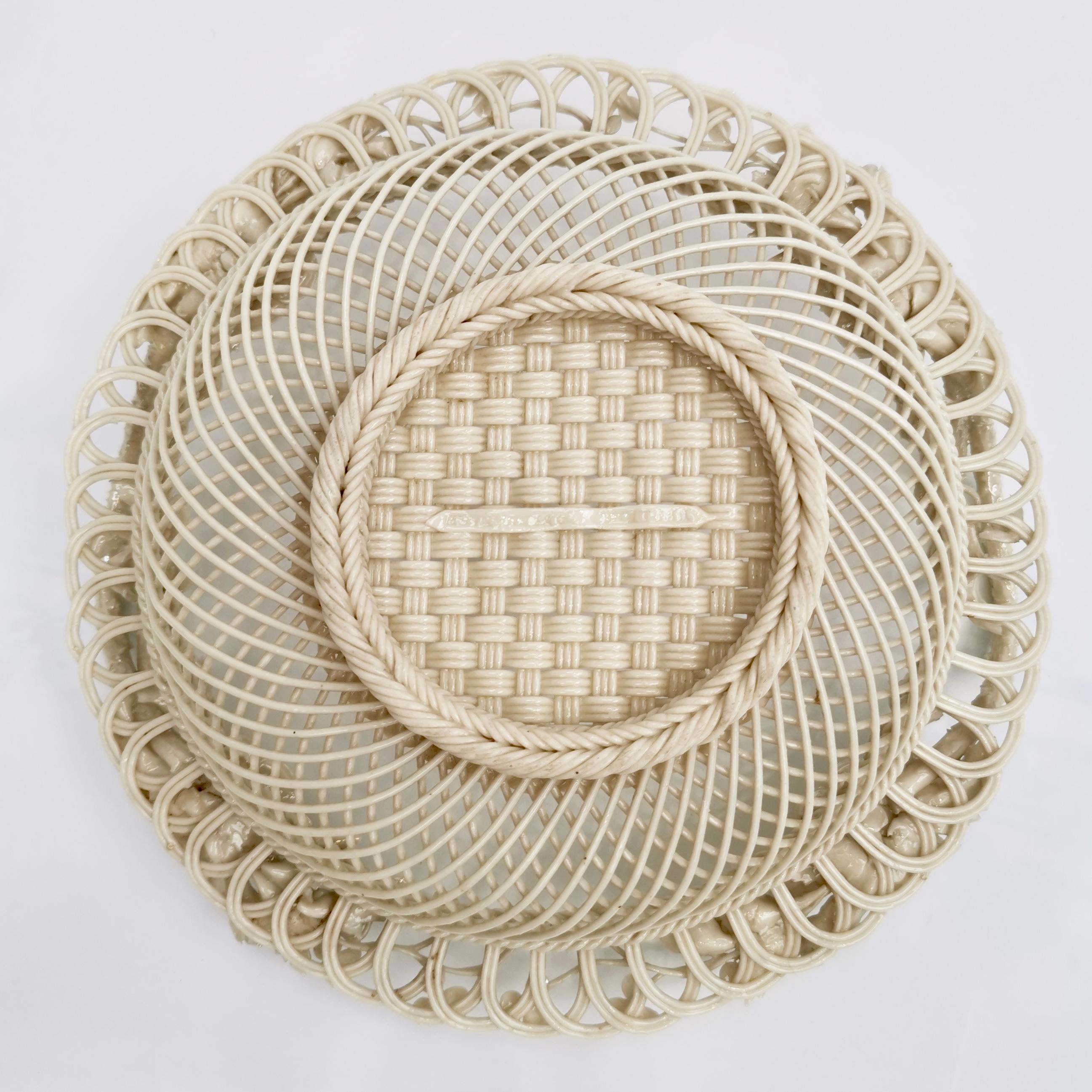 Superb Belleek Romantic White Porcelain Basket, Victorian 1863-1891 3
