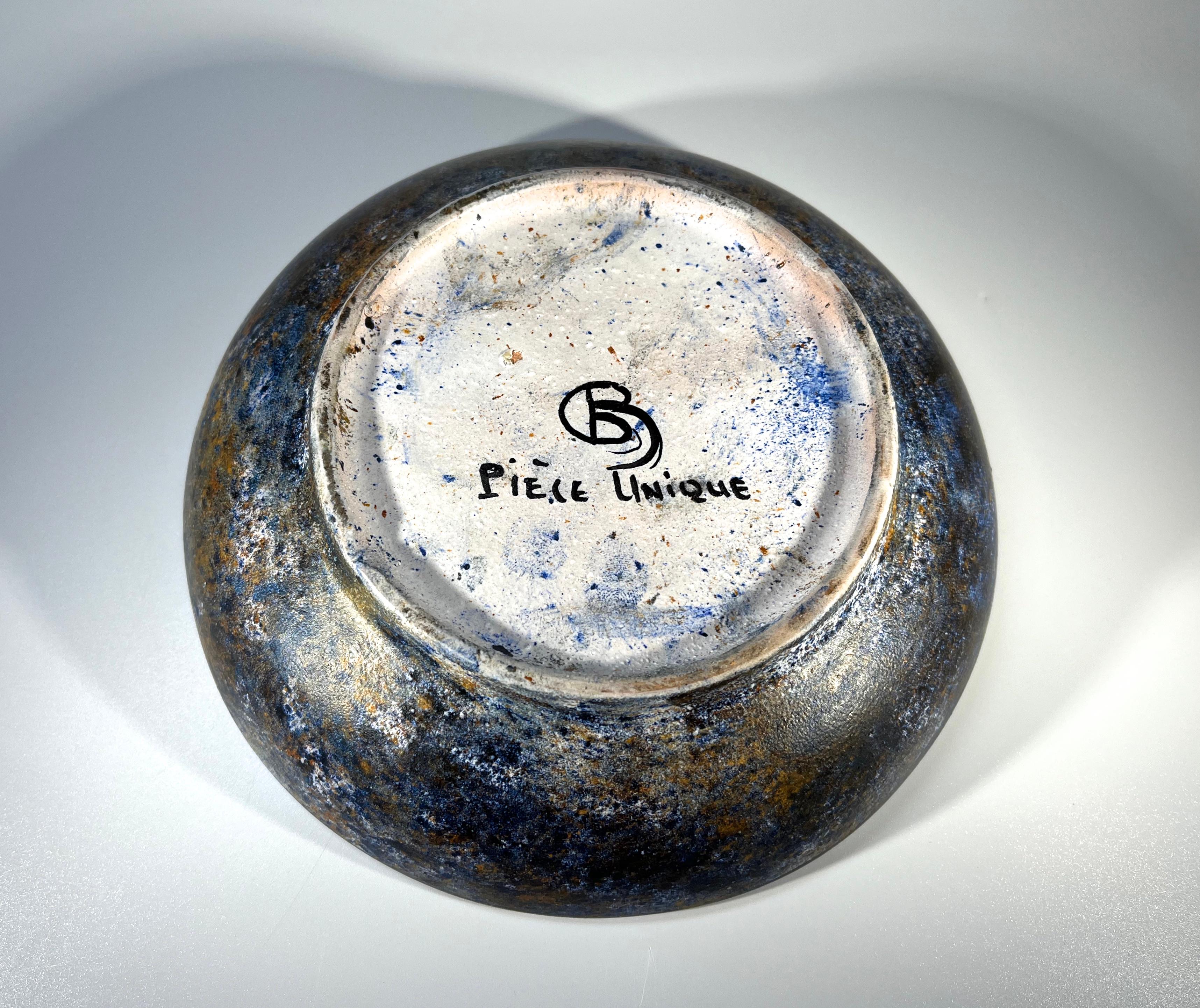 Superb Bernard Buffat Ceramic Dish For La Grange Aux Potiers, France 1970's For Sale 3