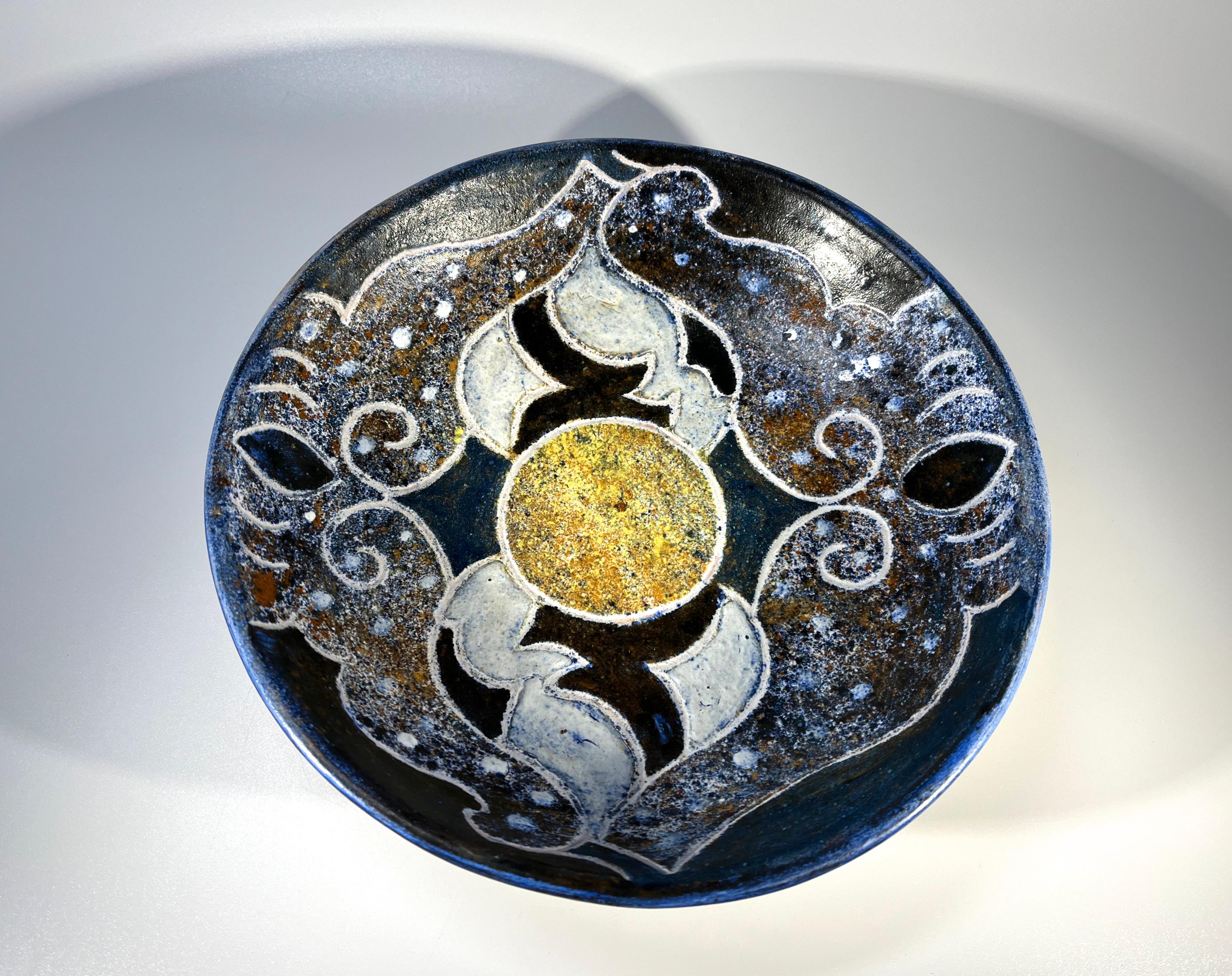 French Superb Bernard Buffat Ceramic Dish For La Grange Aux Potiers, France 1970's For Sale