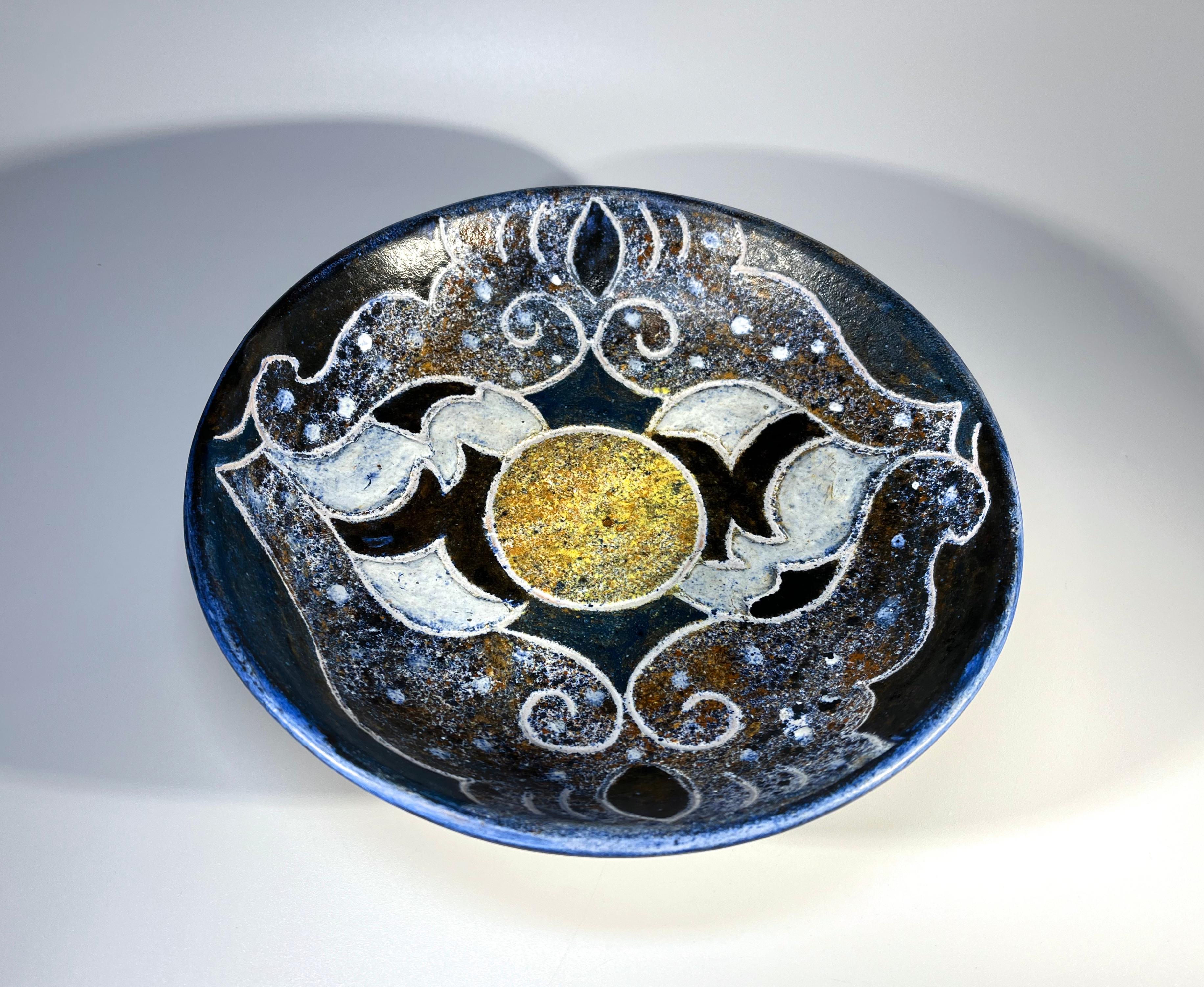 Glazed Superb Bernard Buffat Ceramic Dish For La Grange Aux Potiers, France 1970's For Sale