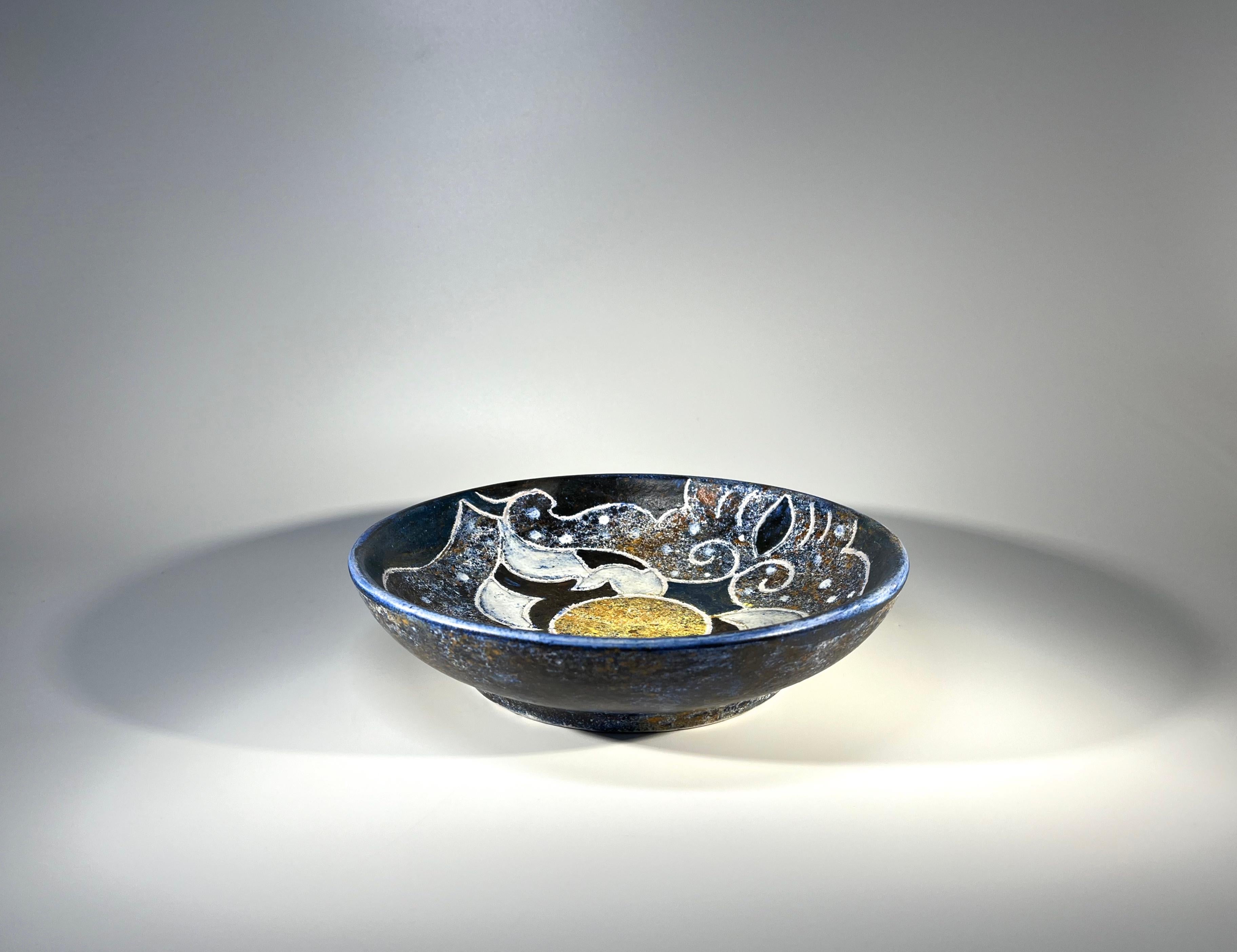Superb Bernard Buffat Ceramic Dish For La Grange Aux Potiers, France 1970's For Sale 1