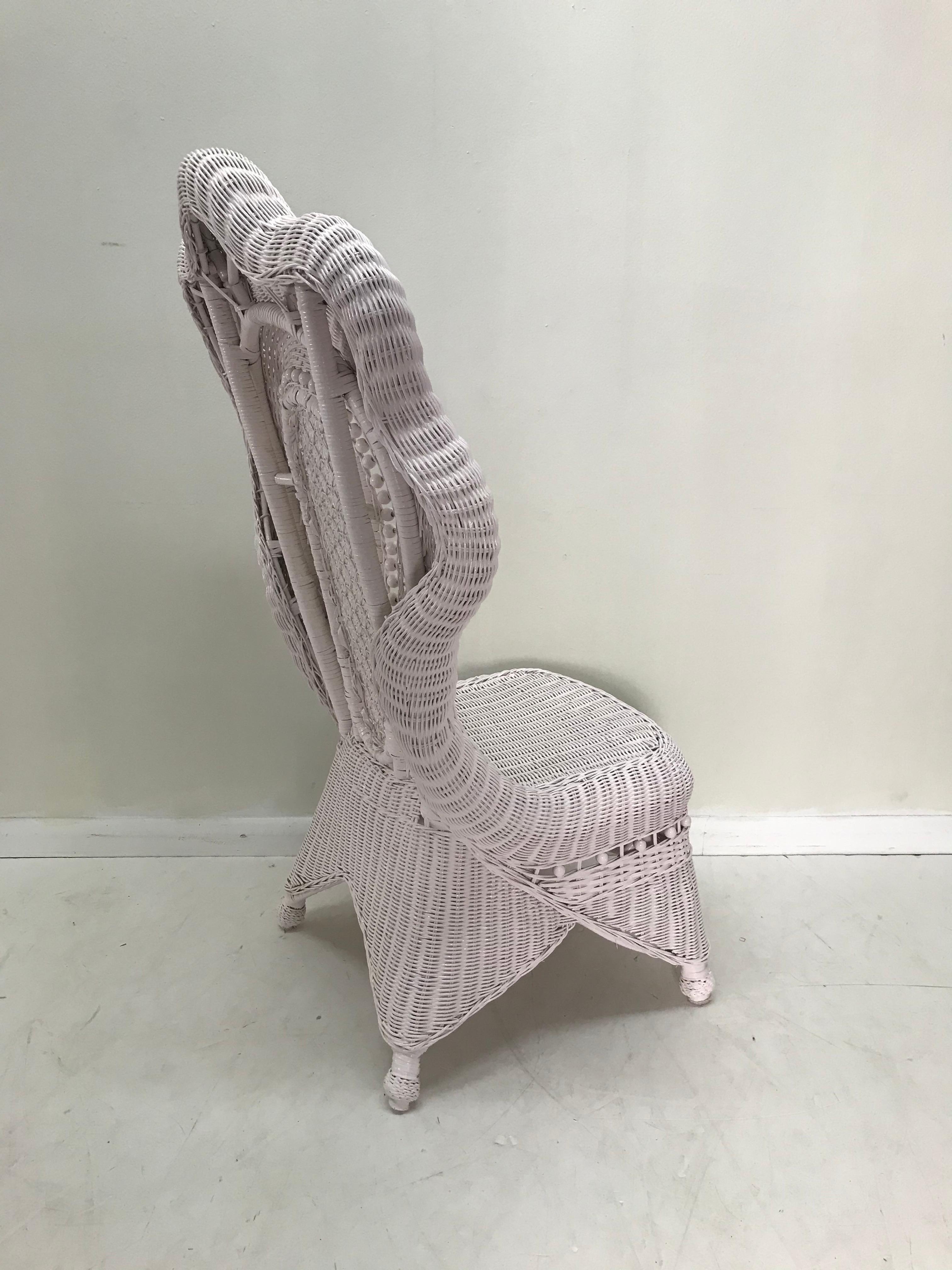 American Superb Blush Pink Scallop Victorian Wicker Chair