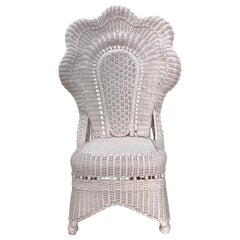 Superb Blush Pink Scallop Victorian Wicker Chair