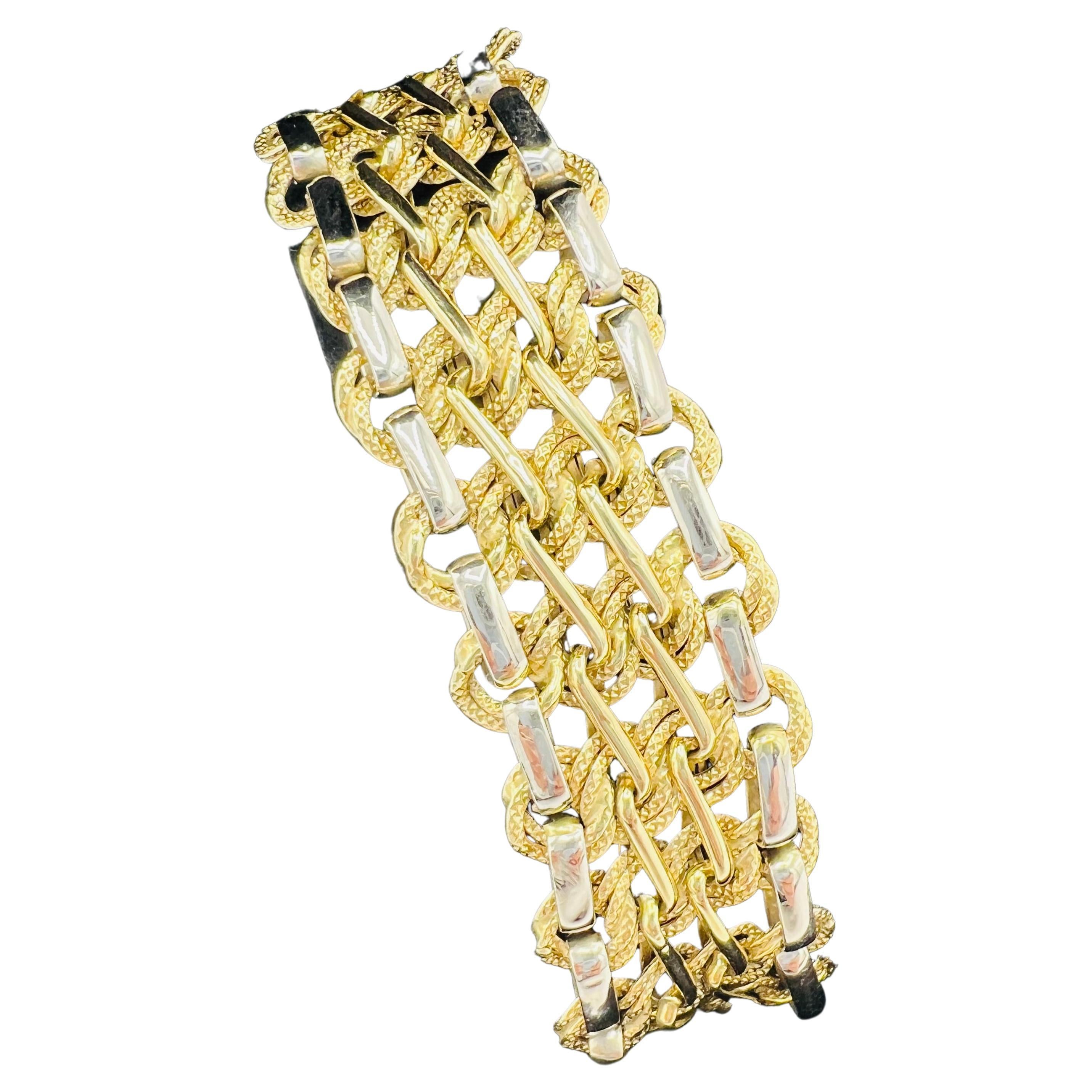 Magnífica Pulsera de Malla Trenzada de Oro Amarillo de 18 Quilates