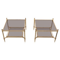 Superb Brass Bronze Maison Jansen Sofa Tables, 1950s, France