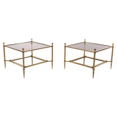 Superb Brass Bronze Maison Jansen Sofa Tables, 1950s, France