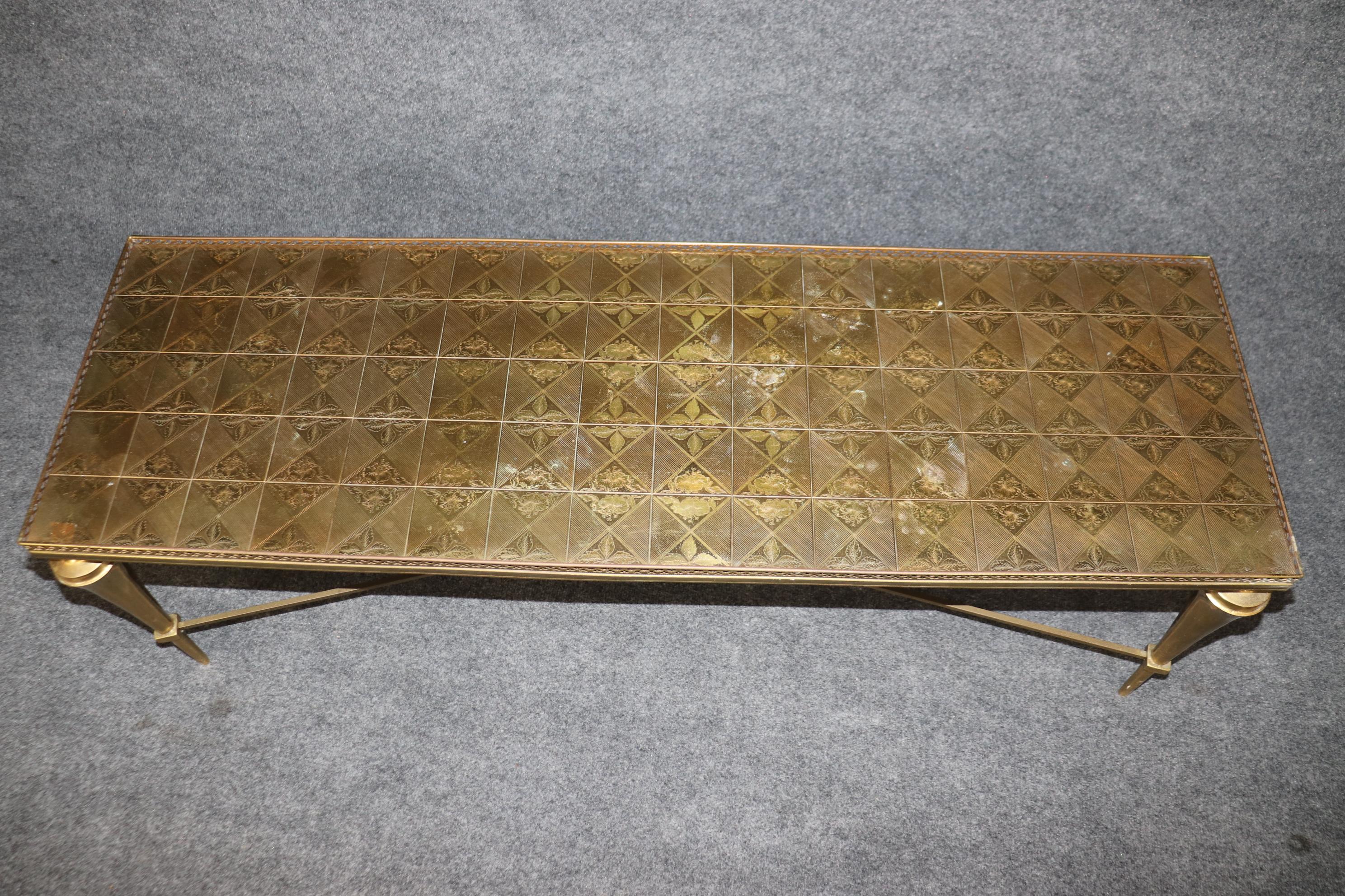 French Superb Brass Directoire Style Coffee Table Attributed to Maison Jansen  For Sale