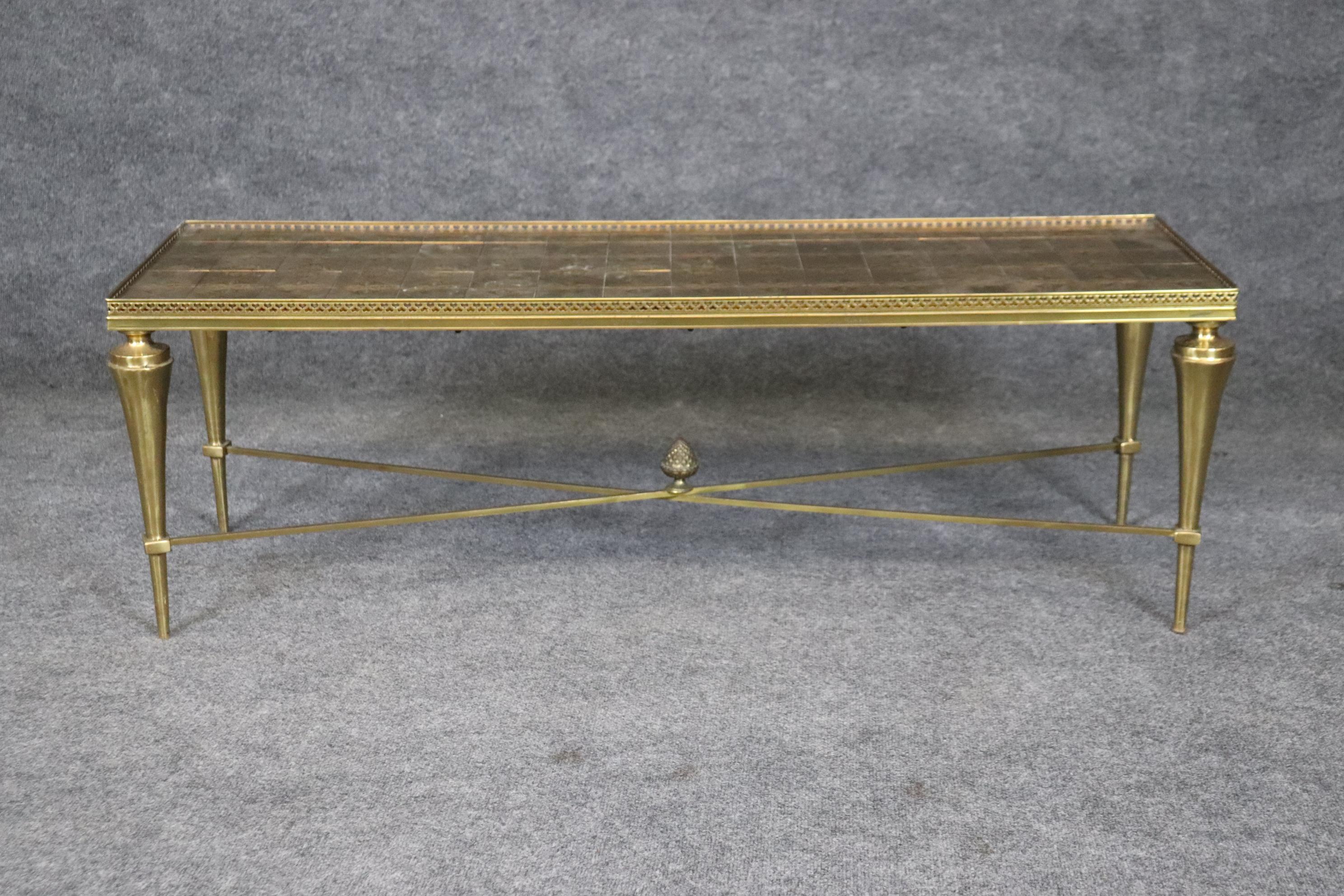 Superb Brass Directoire Style Coffee Table Attributed to Maison Jansen  In Good Condition For Sale In Swedesboro, NJ