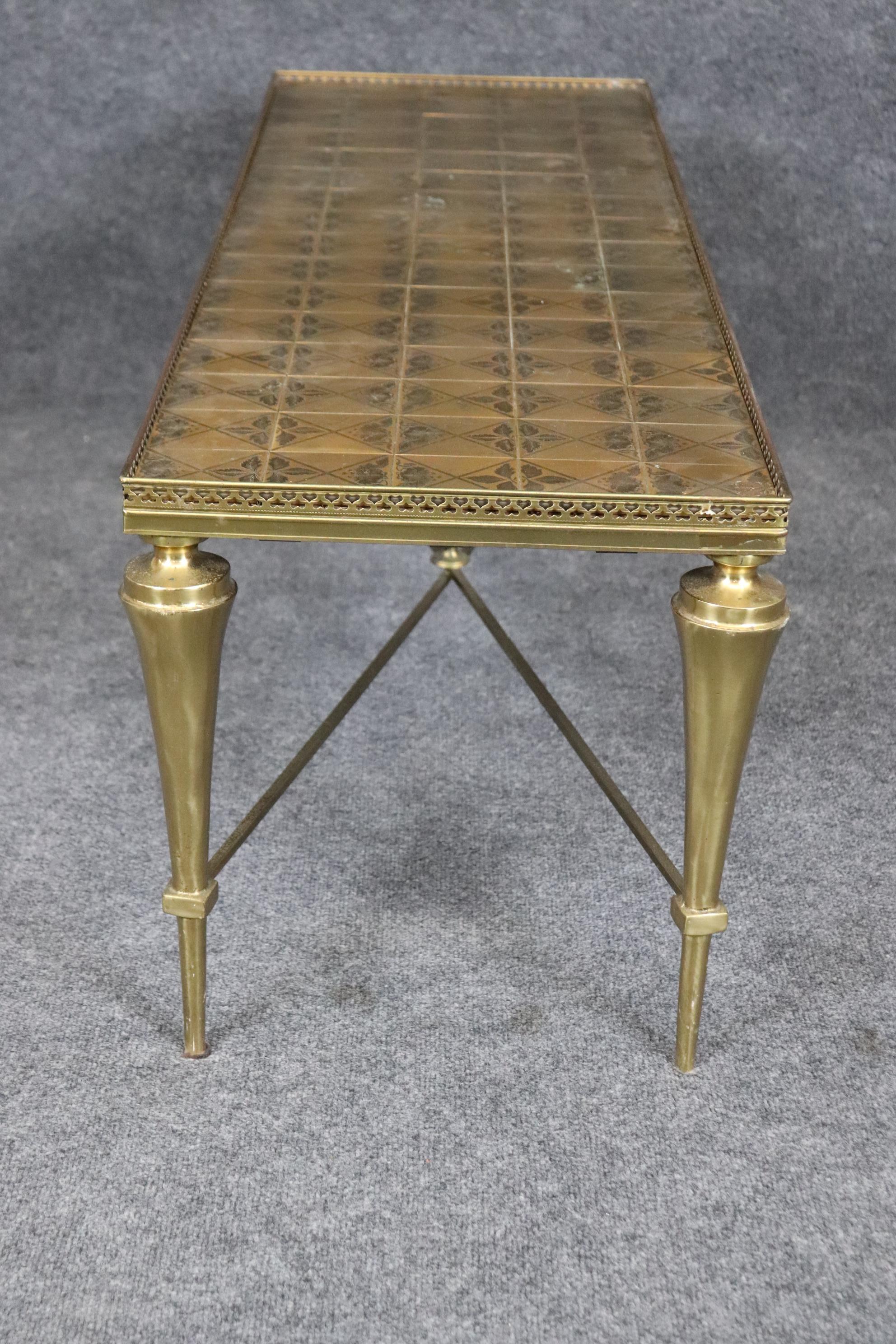 Mid-20th Century Superb Brass Directoire Style Coffee Table Attributed to Maison Jansen  For Sale