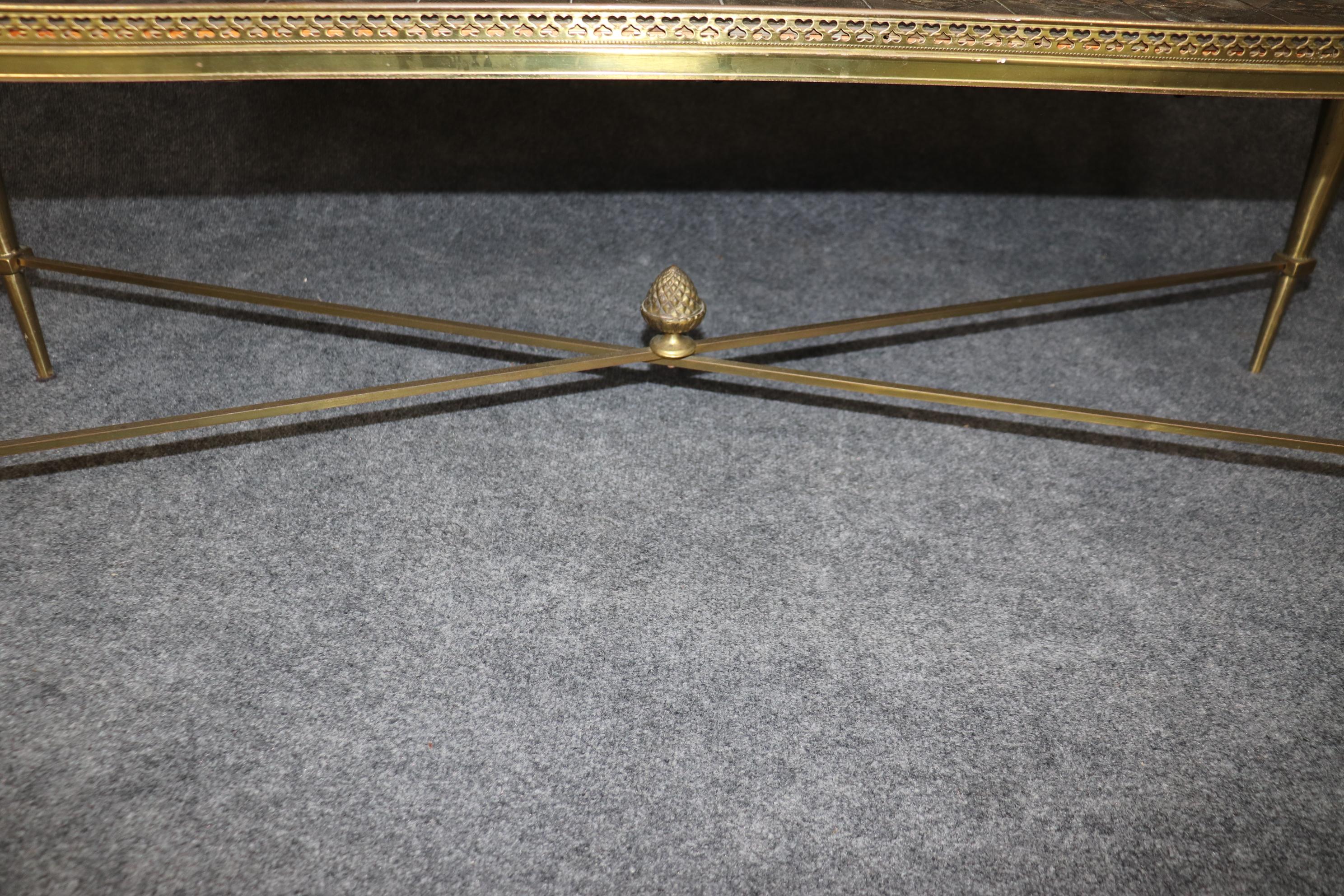 Superb Brass Directoire Style Coffee Table Attributed to Maison Jansen  For Sale 3