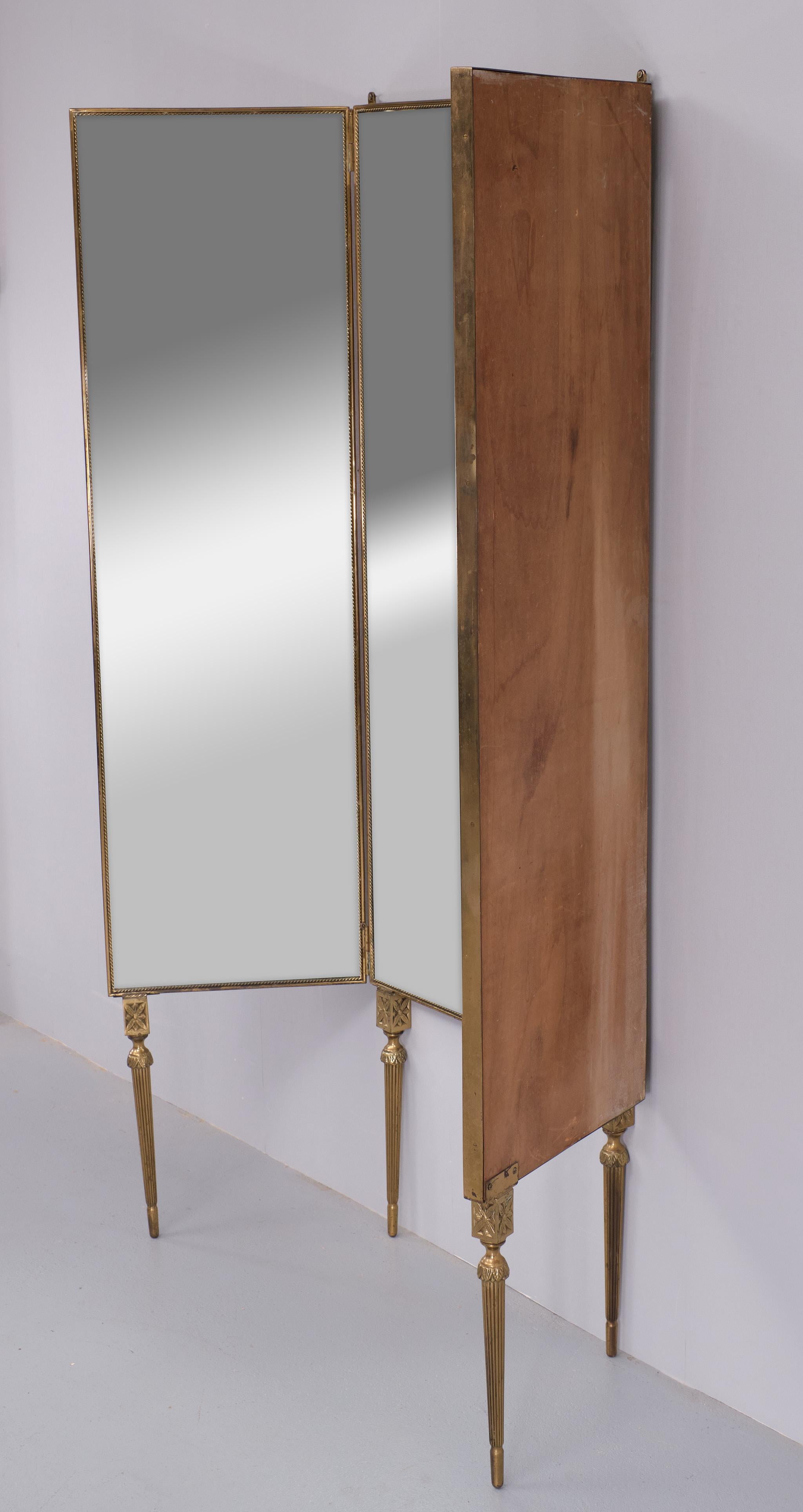 Superb Brass full length folding mirror  1950s France  For Sale 5