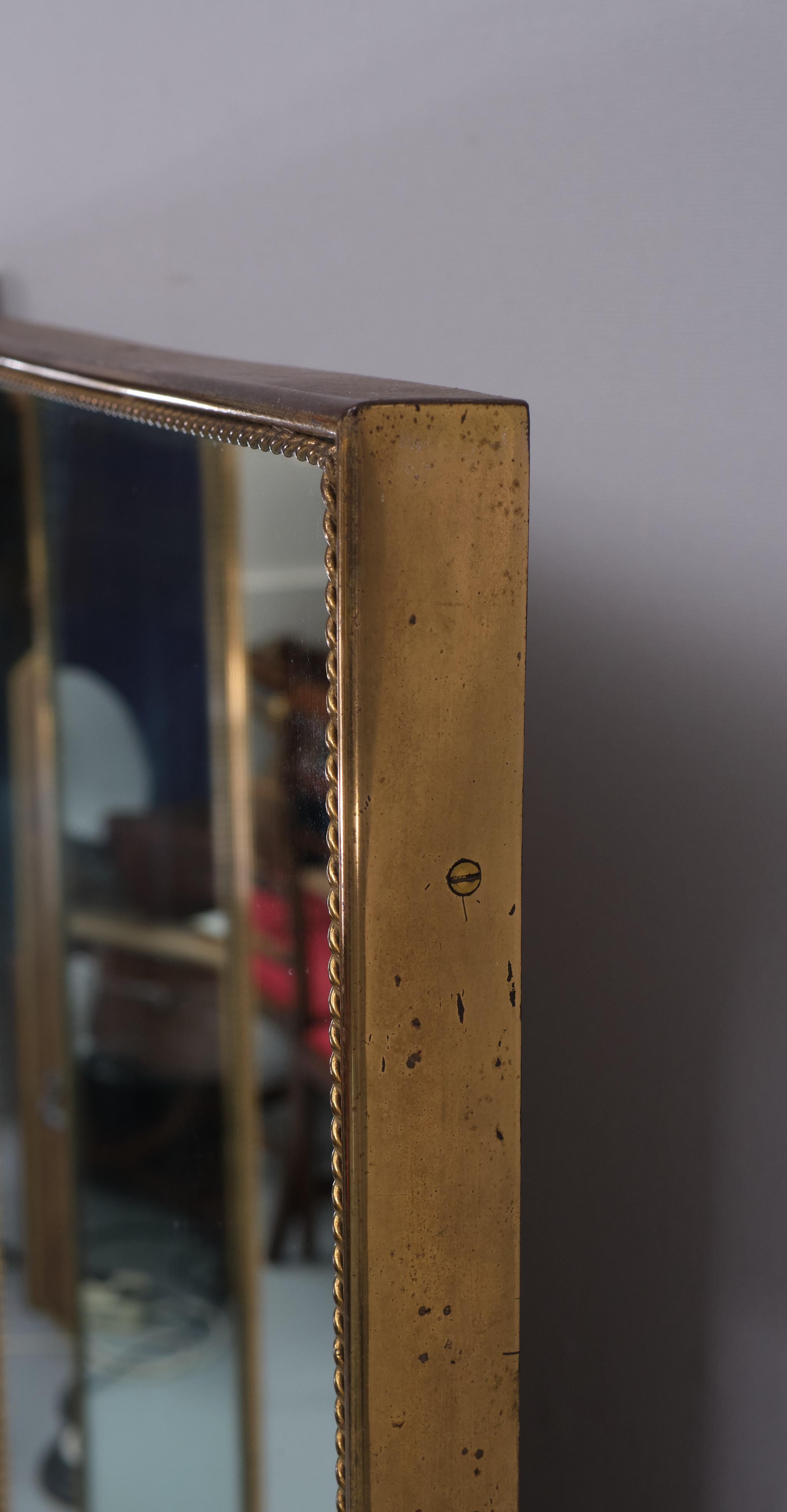 French Superb Brass full length folding mirror  1950s France  For Sale