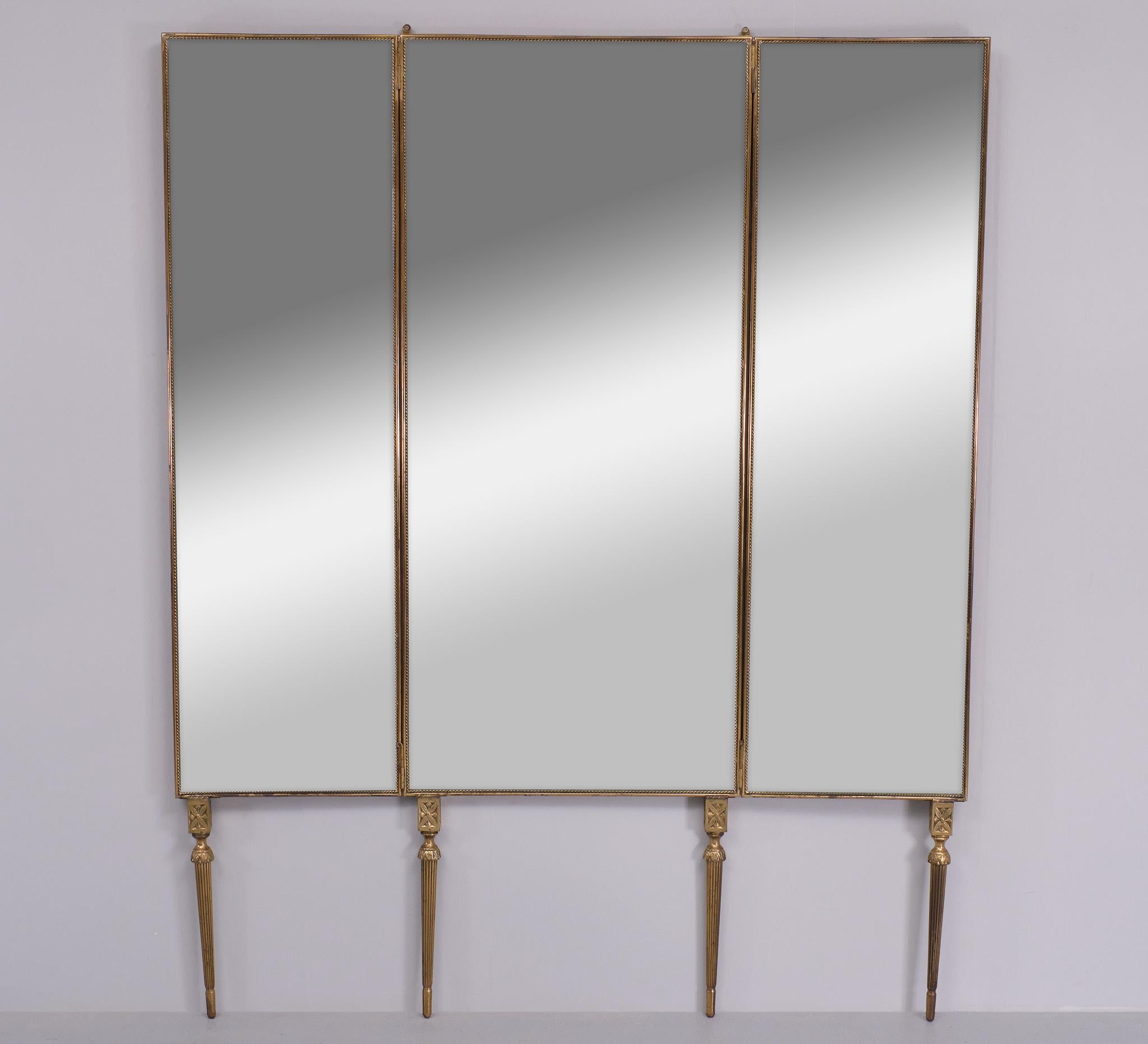 Superb Brass full length folding mirror  1950s France  For Sale 1