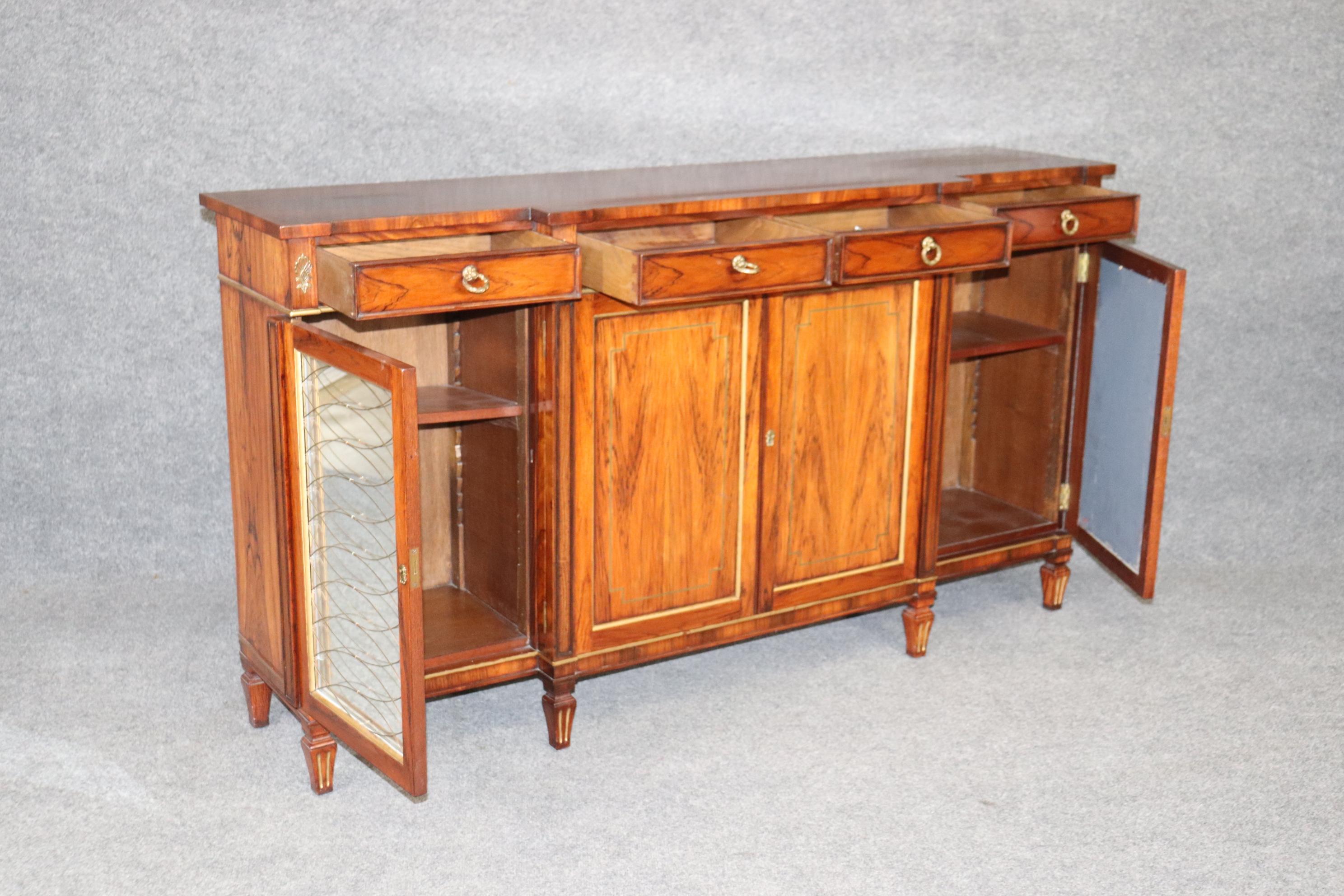 Directoire Superb Brass Mounted Rosewood Maison Jansen Attributed Mirrored Sideboard 