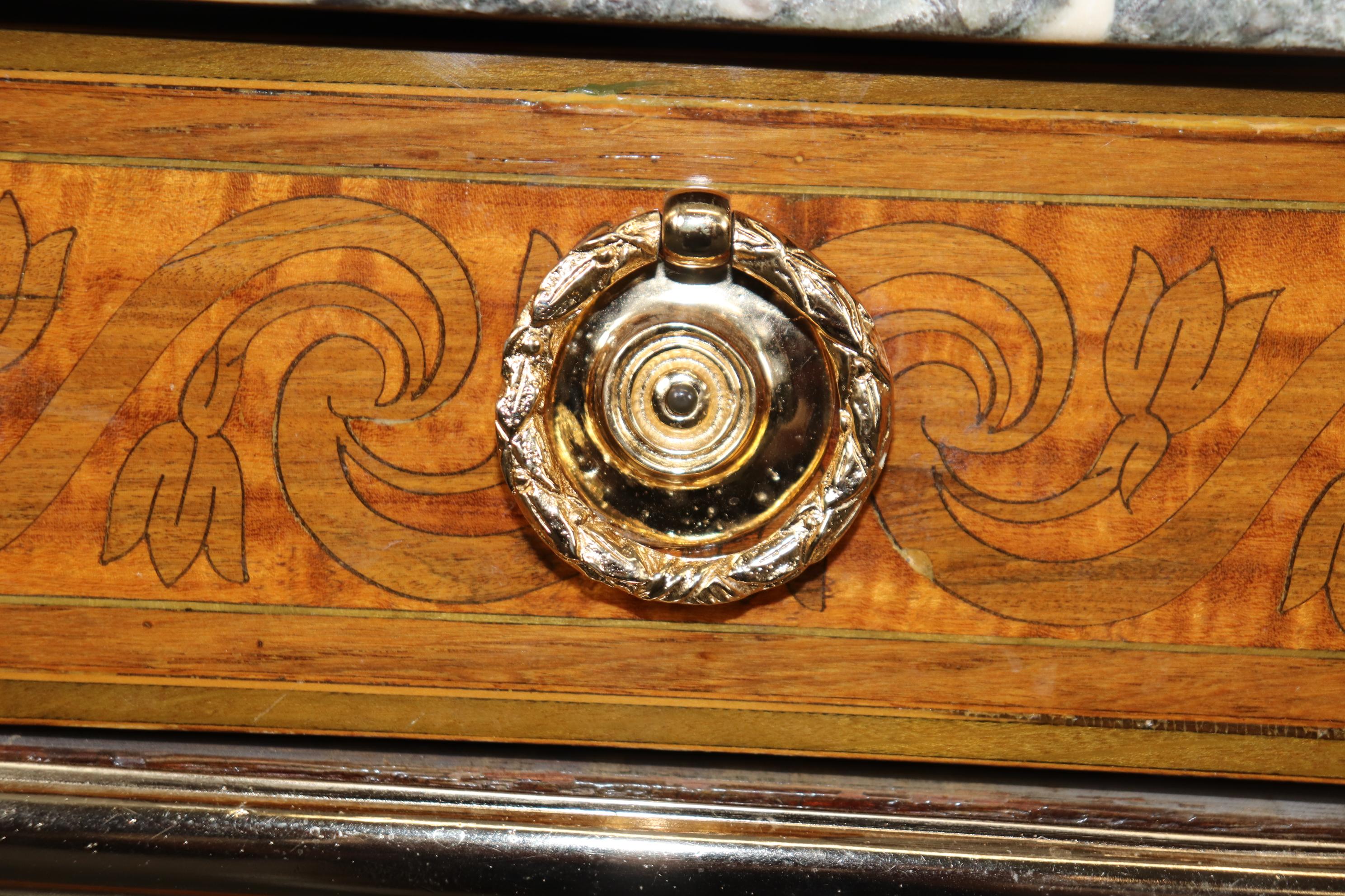 Superb Bright Bronze Ormolu French Louis XV Marble Top Commode Chest  For Sale 8