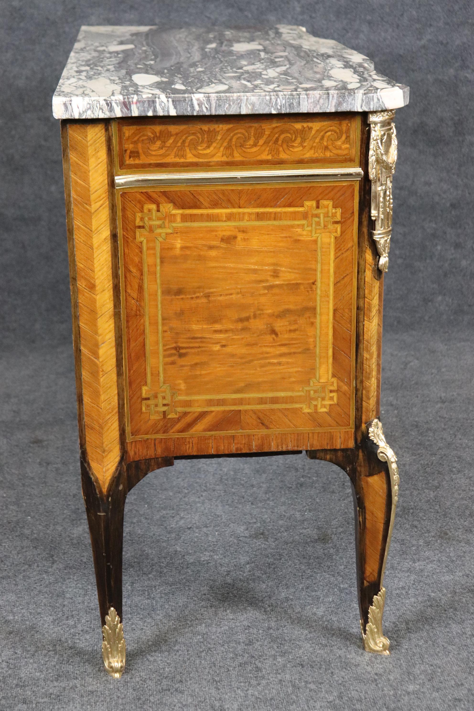 Superb Bright Bronze Ormolu French Louis XV Marble Top Commode Chest  For Sale 5